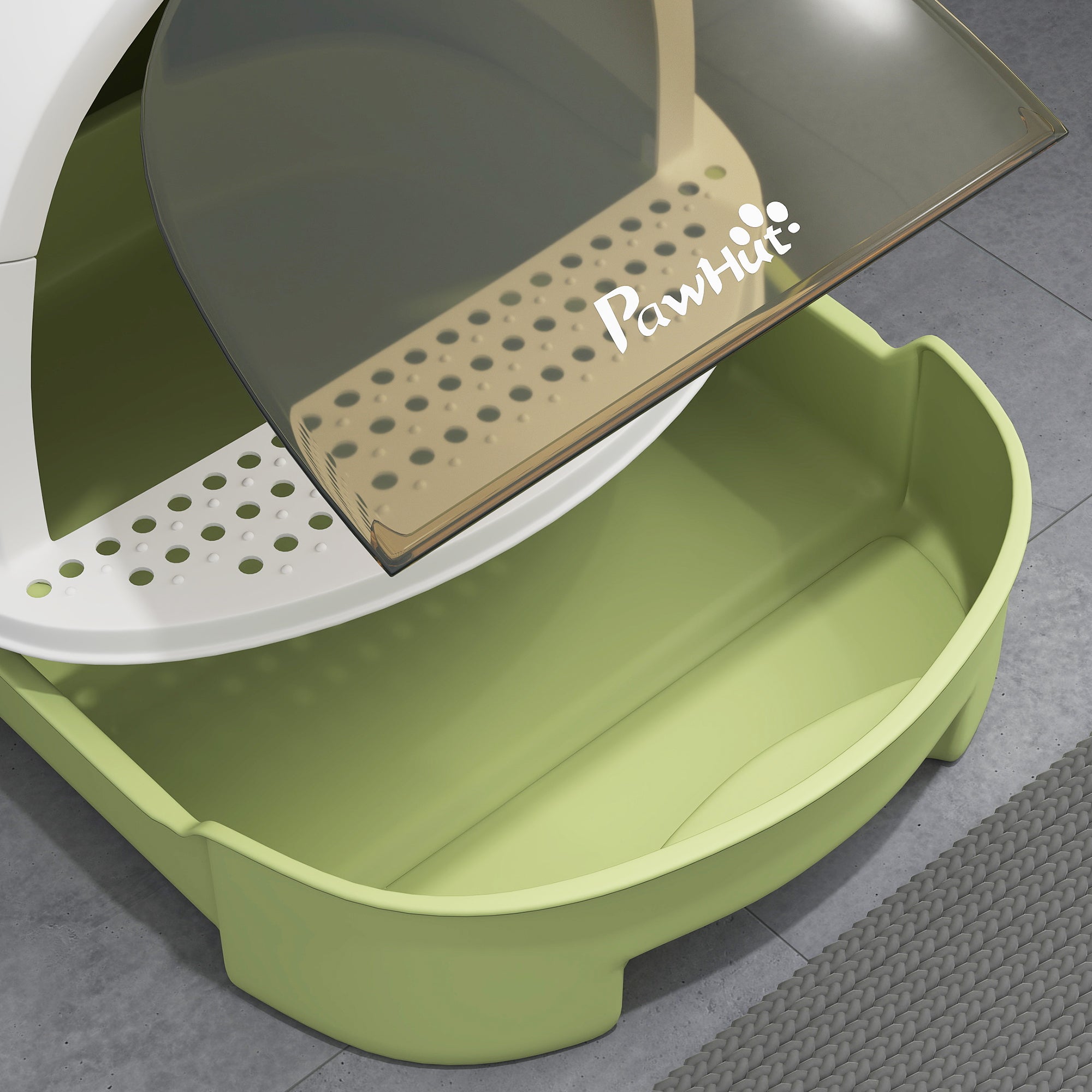 Caixa de Areia para Gatos Fechada com Tampa e Bandeja Amovíveis – 40,5x52x39 cm – Verde – Polipropileno