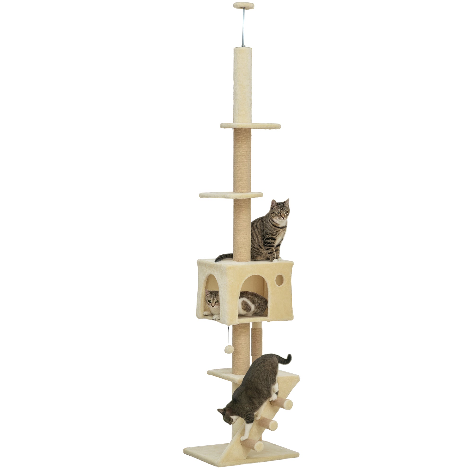 Arranhador para Gatos Bege 48x40x225-265 cm - Centro de Atividades Vertical