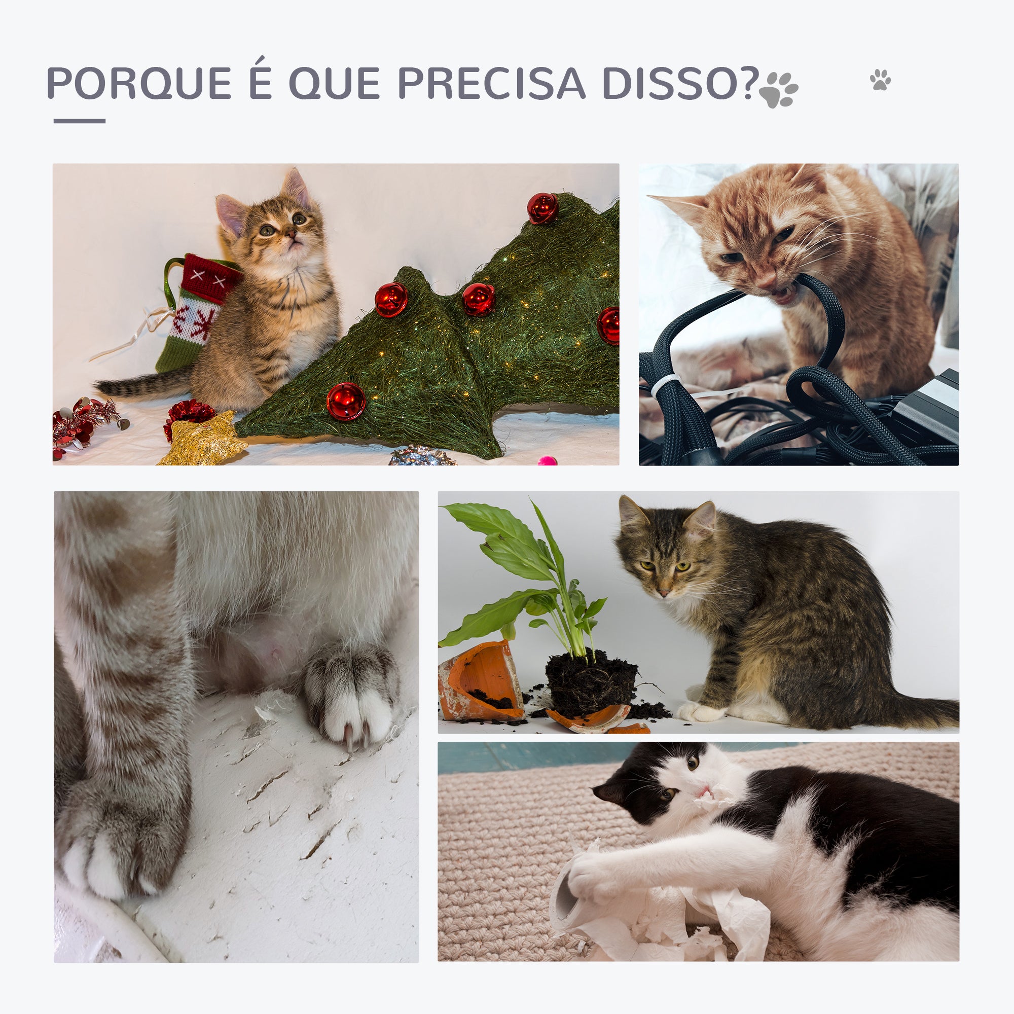 Arranhador para Gatos Cinza 50x36x70 cm - Centro de Atividades com Rede e Plataforma