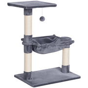 Arranhador para Gatos Cinza 50x36x70 cm - Centro de Atividades com Rede e Plataforma