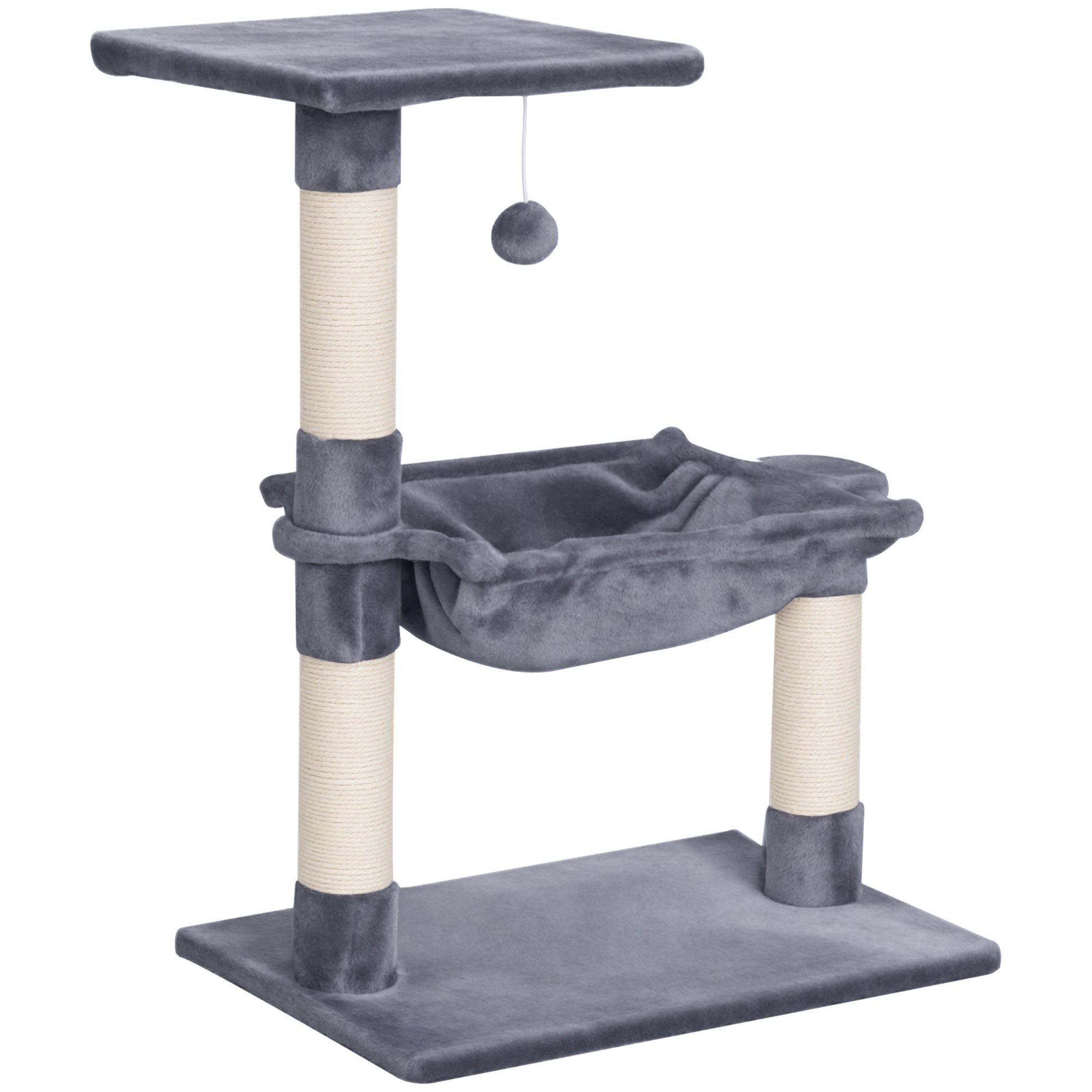 Arranhador para Gatos Cinza 50x36x70 cm - Centro de Atividades com Rede e Plataforma