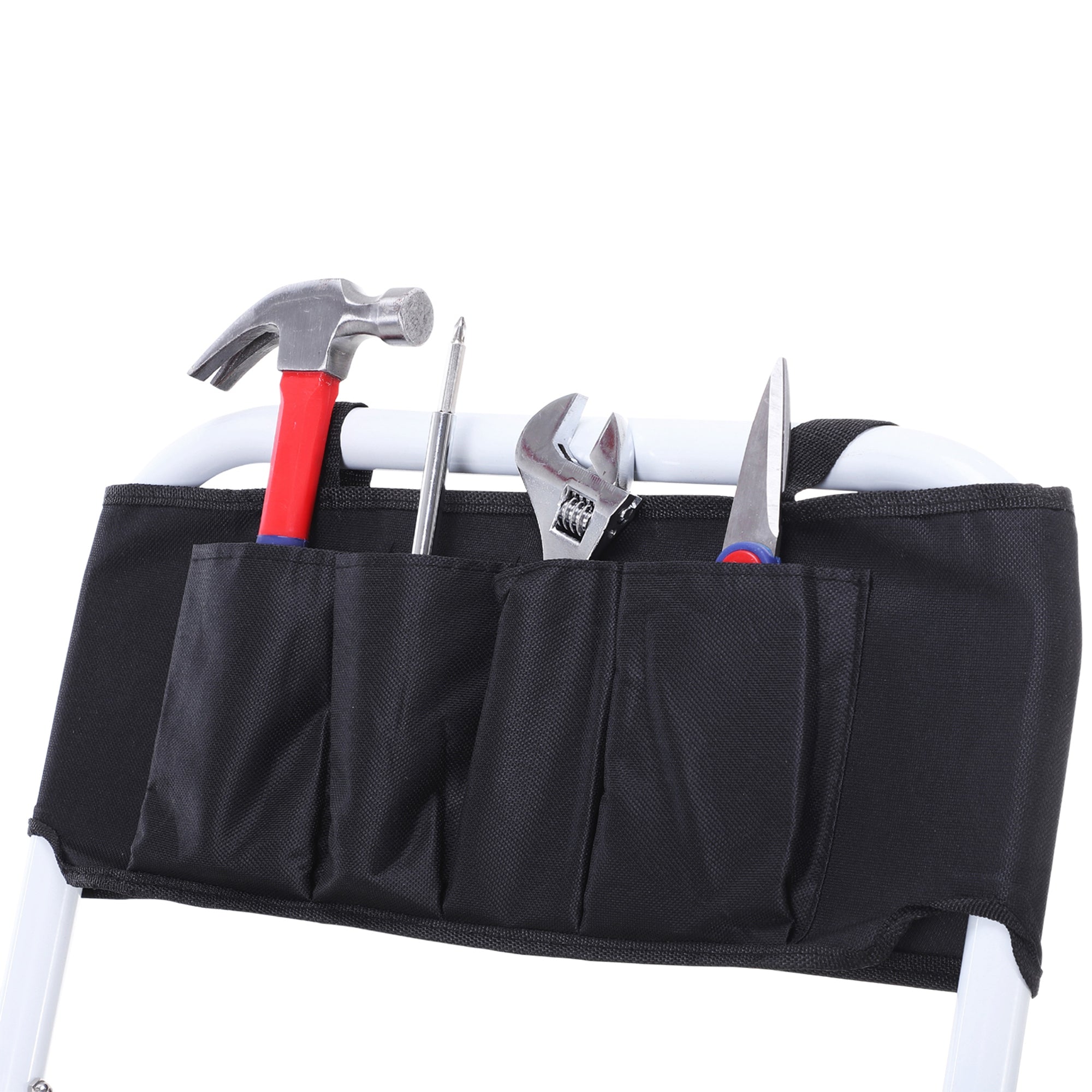 Escada Dobrável com 3 Degraus – 51x66x131 cm – Branco e Preto – Aço