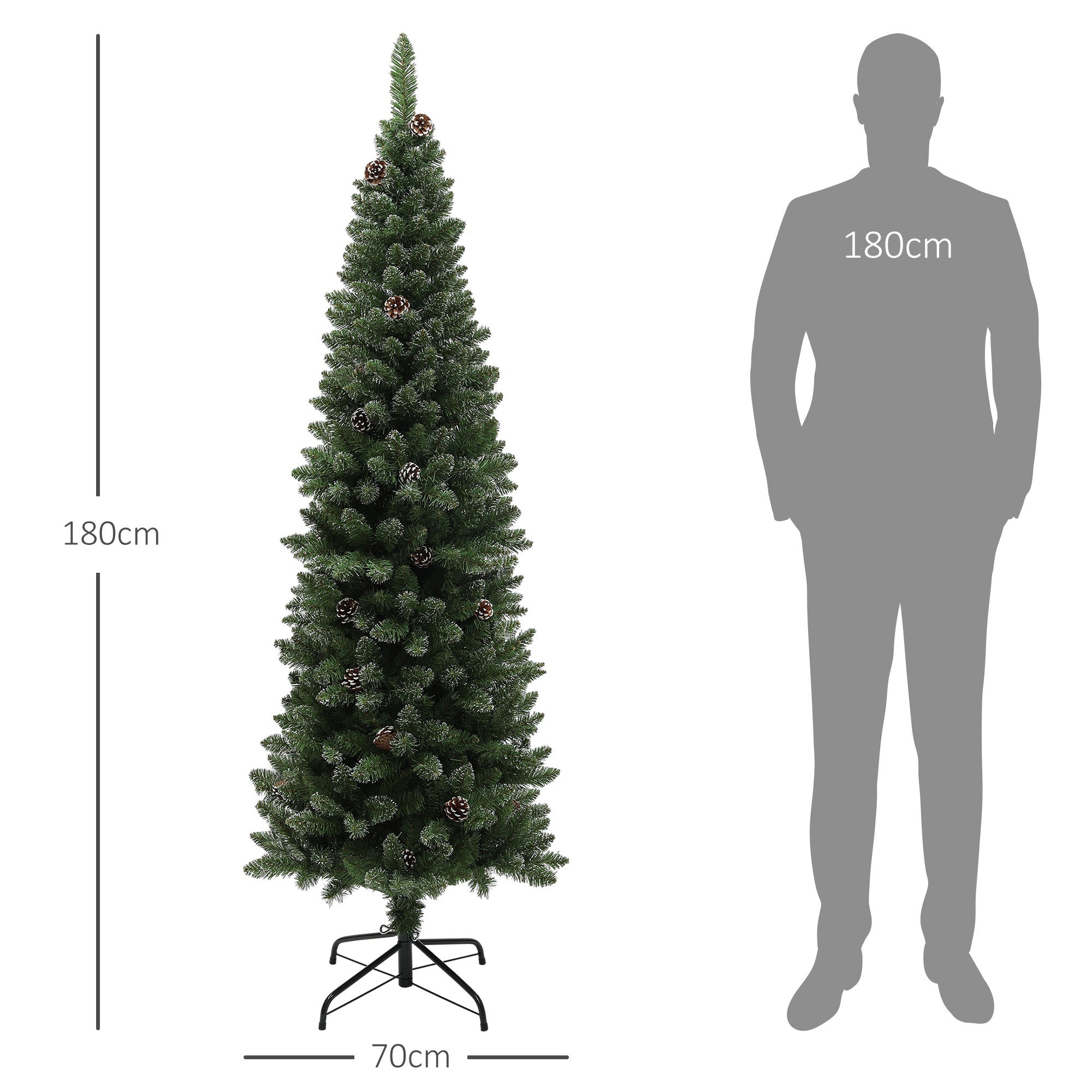 Árvore de Natal Artificial – 180 cm – Verde – Plástico e aço