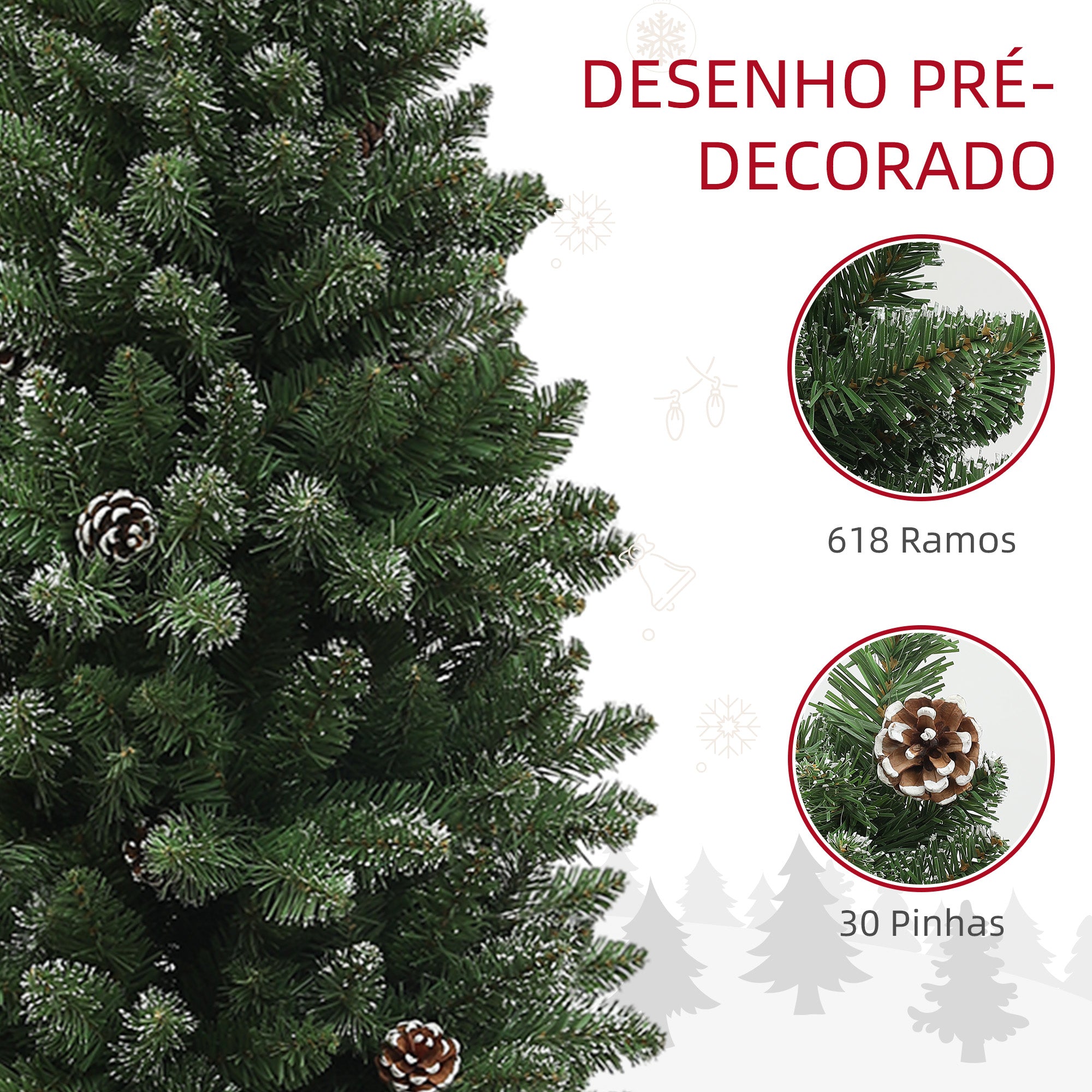 Árvore de Natal Artificial – 180 cm – Verde – Plástico e aço