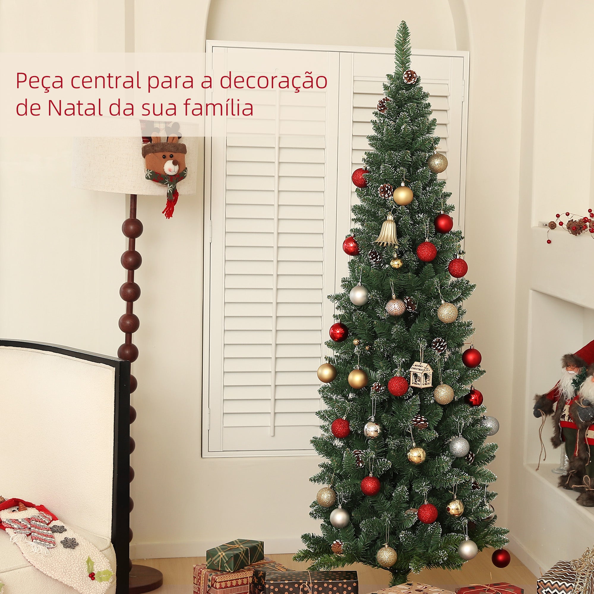 Árvore de Natal Artificial – 180 cm – Verde – Plástico e aço