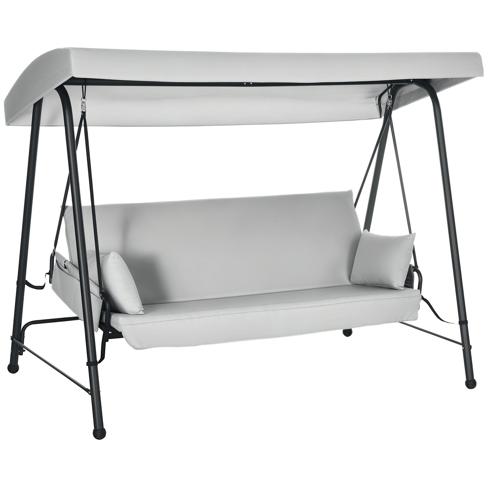 Baloiço de Jardim 3 Lugares Conversível em Cama 236x138x185 cm Cinza