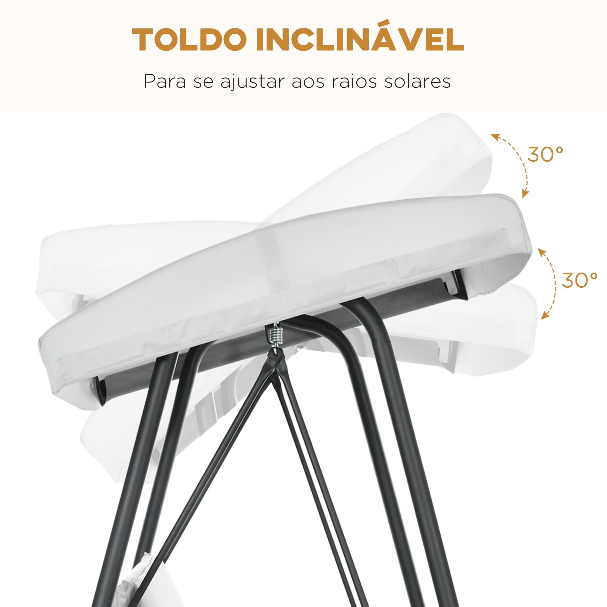 Baloiço de Jardim 3 Lugares Conversível em Cama 236x138x185 cm Cinza