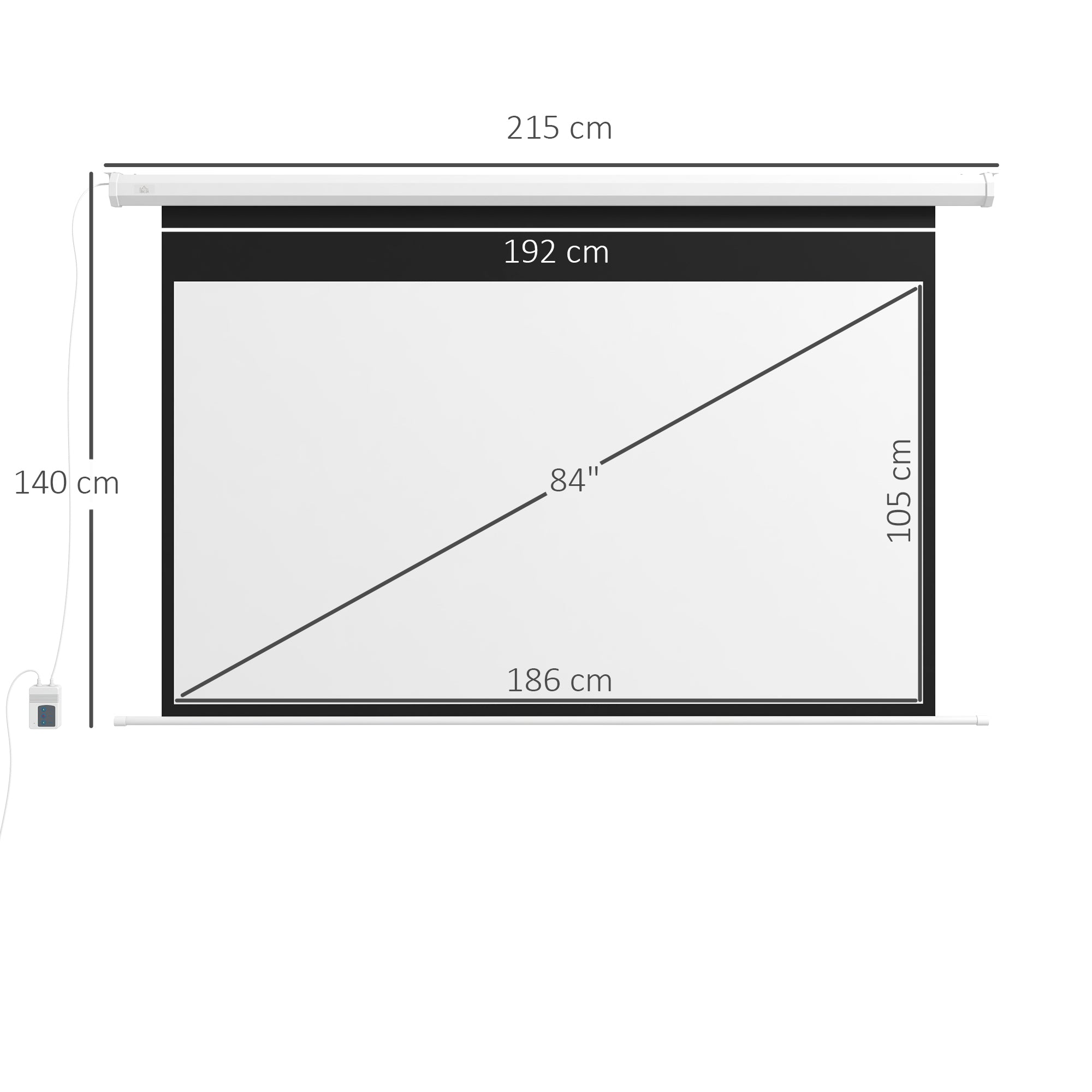 Tela de Projeção Elétrica 84" Branco 186x105 cm Formato 16:9