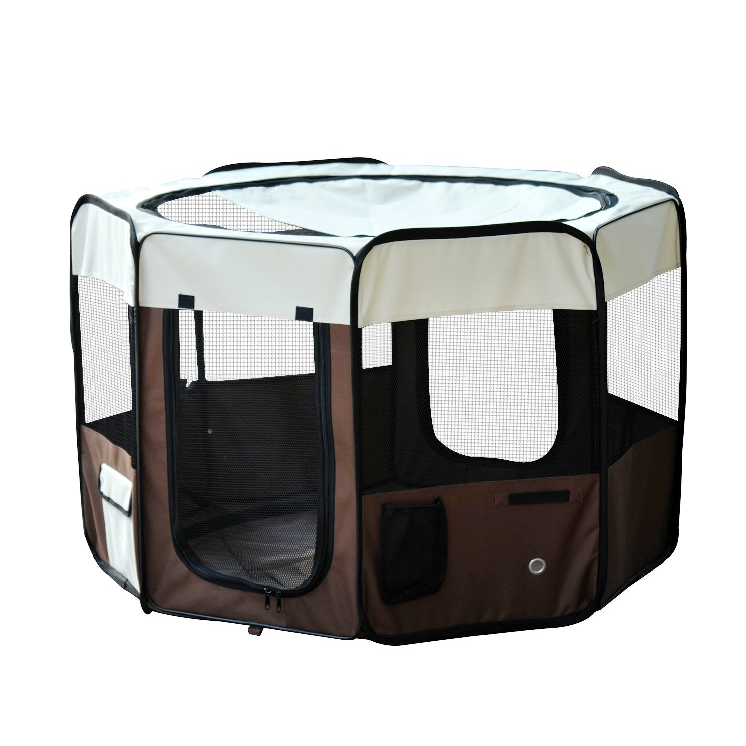 Parque Dobrável para Animais de Estimação Ø117x71 cm - Marrom