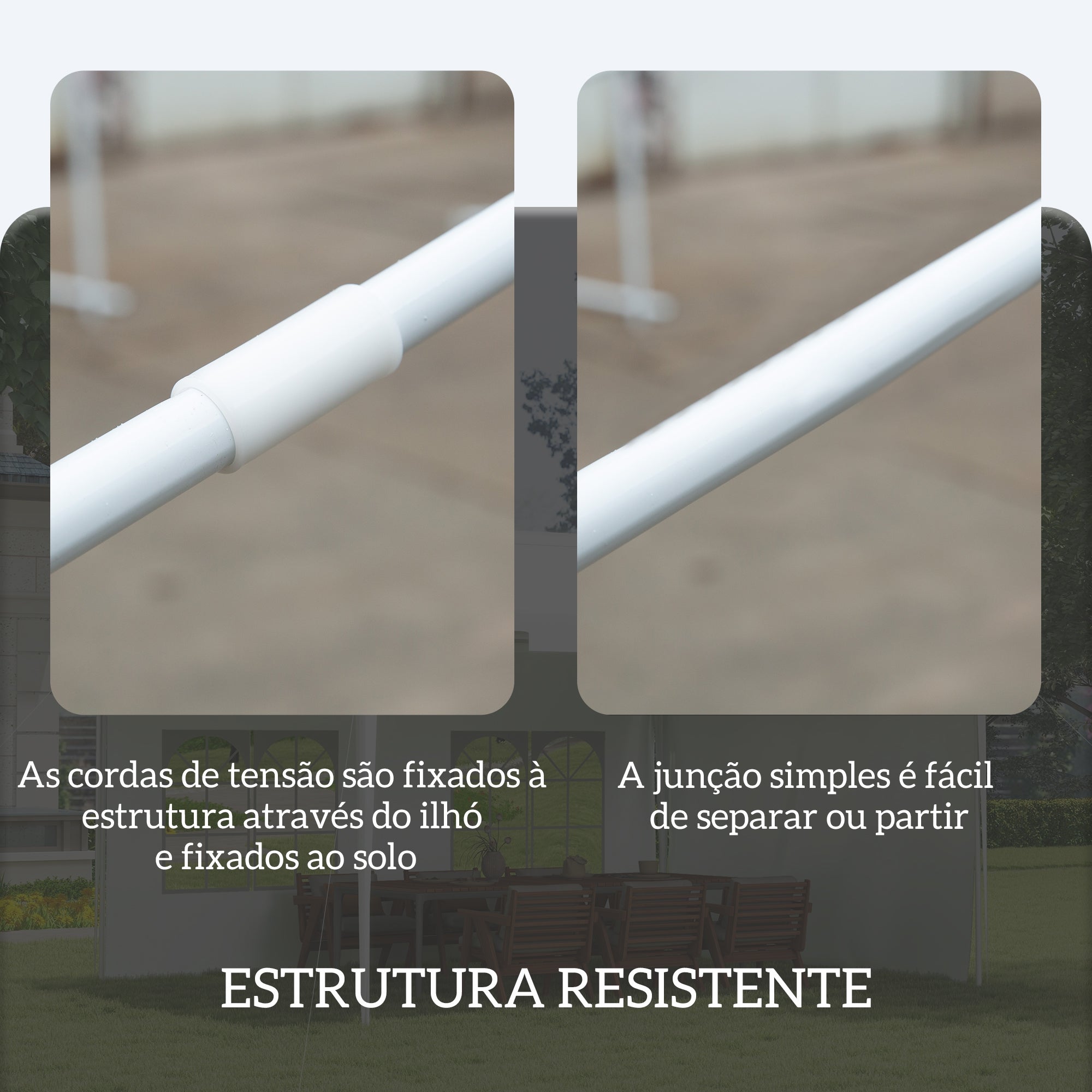 Tenda de Jardim 395x295x255 cm Branco - Estrutura de Metal e Cobertura Anti-UV