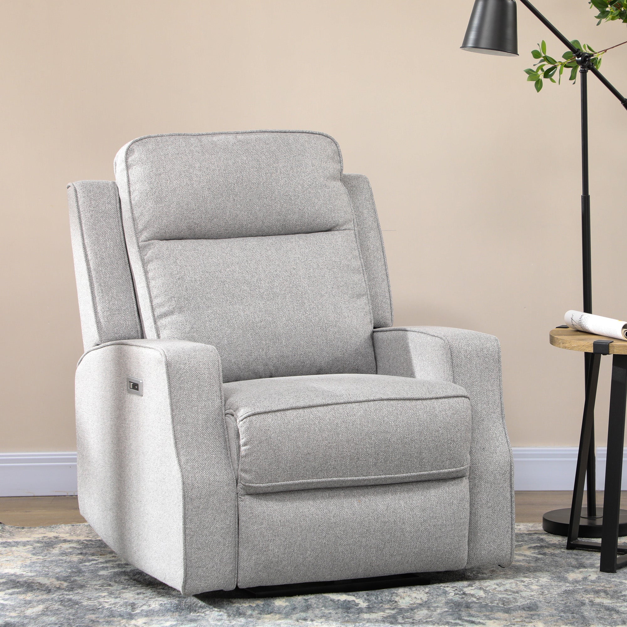 Poltrona Reclinável Elétrica Cinza Claro 84x92x104 cm