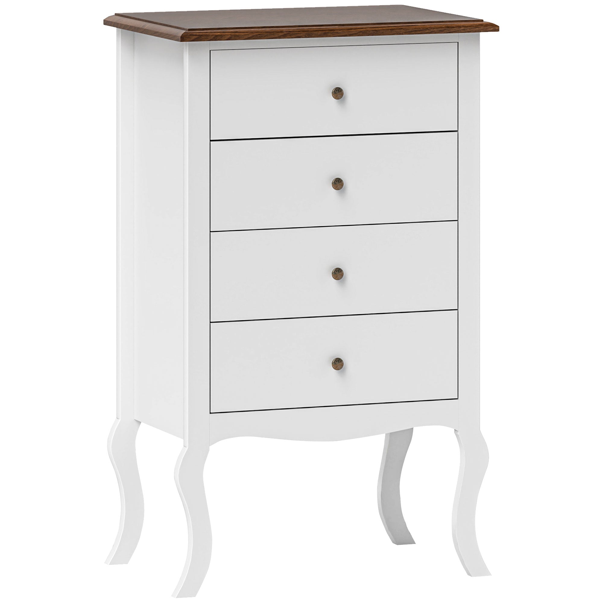 Cómoda Elegante Branca com 4 Gavetas - 60x40x98,5 cm