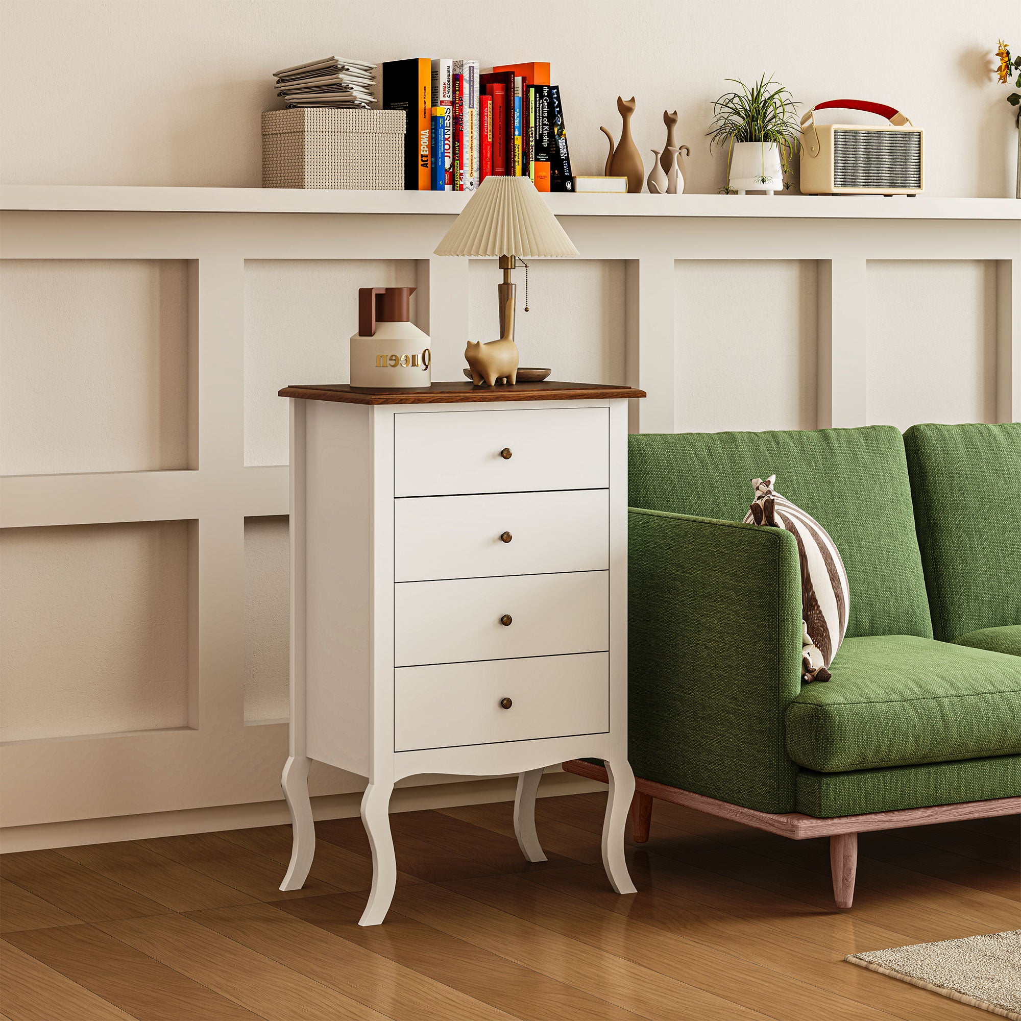 Cómoda Elegante Branca com 4 Gavetas - 60x40x98,5 cm