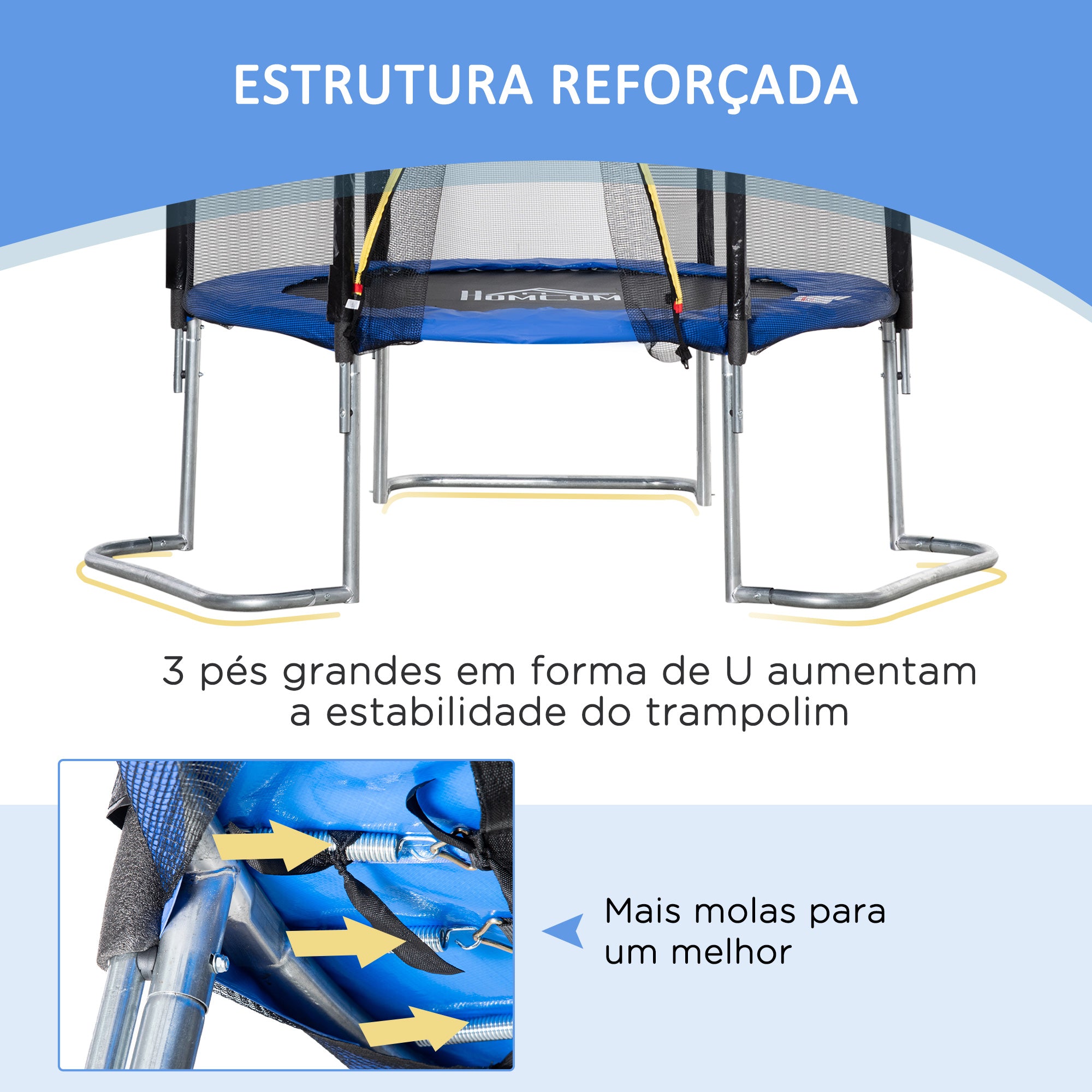 Trampolim de Jardim Azul Ø223cm para Crianças e Adultos