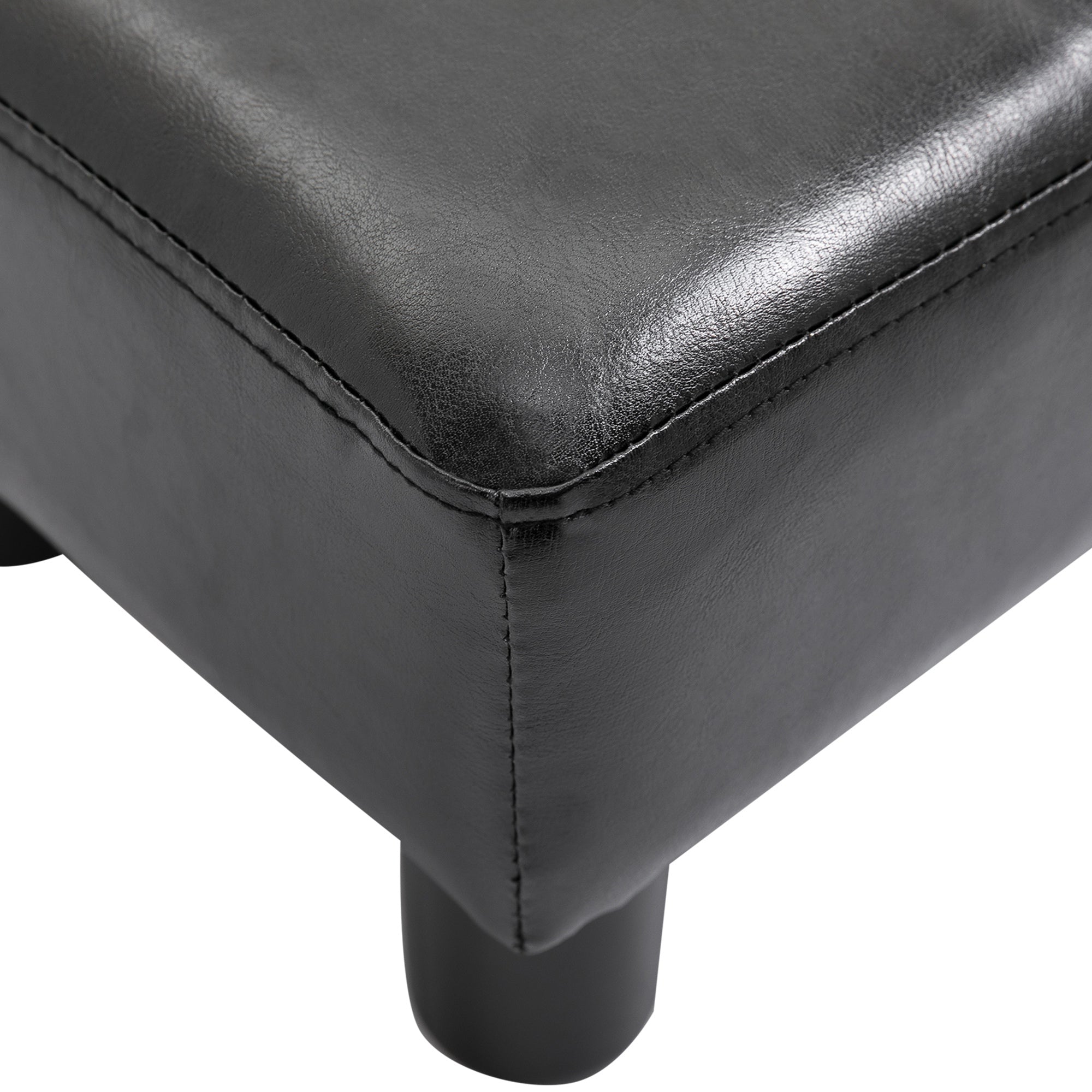 Apoio para os Pés Banco Pequeno Estofado em Pele Sintética 40x30x24 cm - Preto