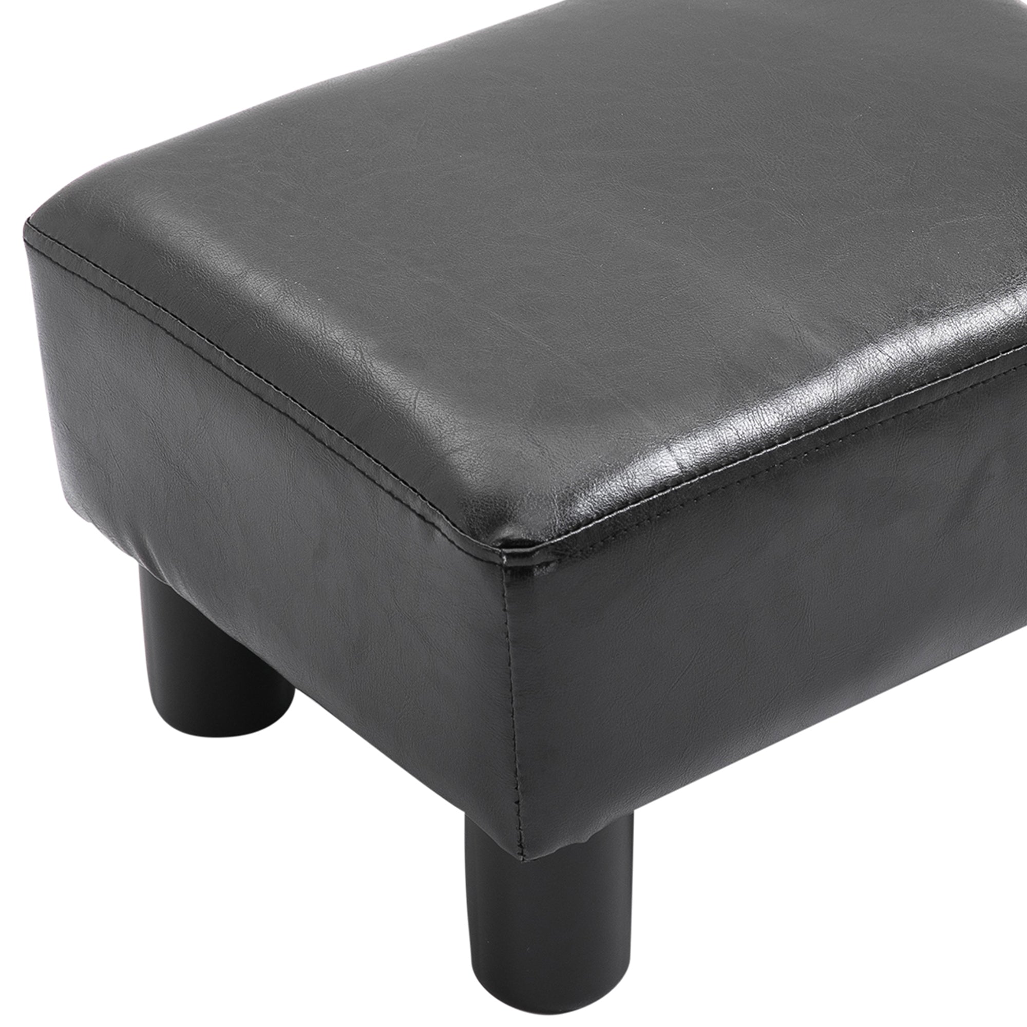 Apoio para os Pés Banco Pequeno Estofado em Pele Sintética 40x30x24 cm - Preto