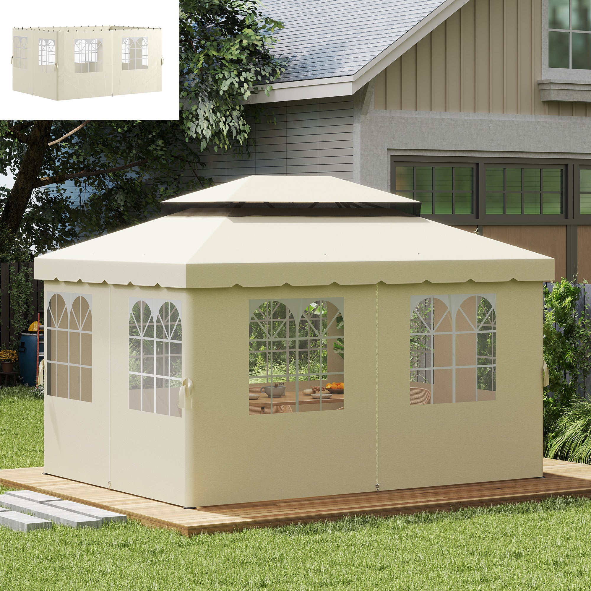 Paredes Laterais para Tenda 352x205 cm Creme Branco