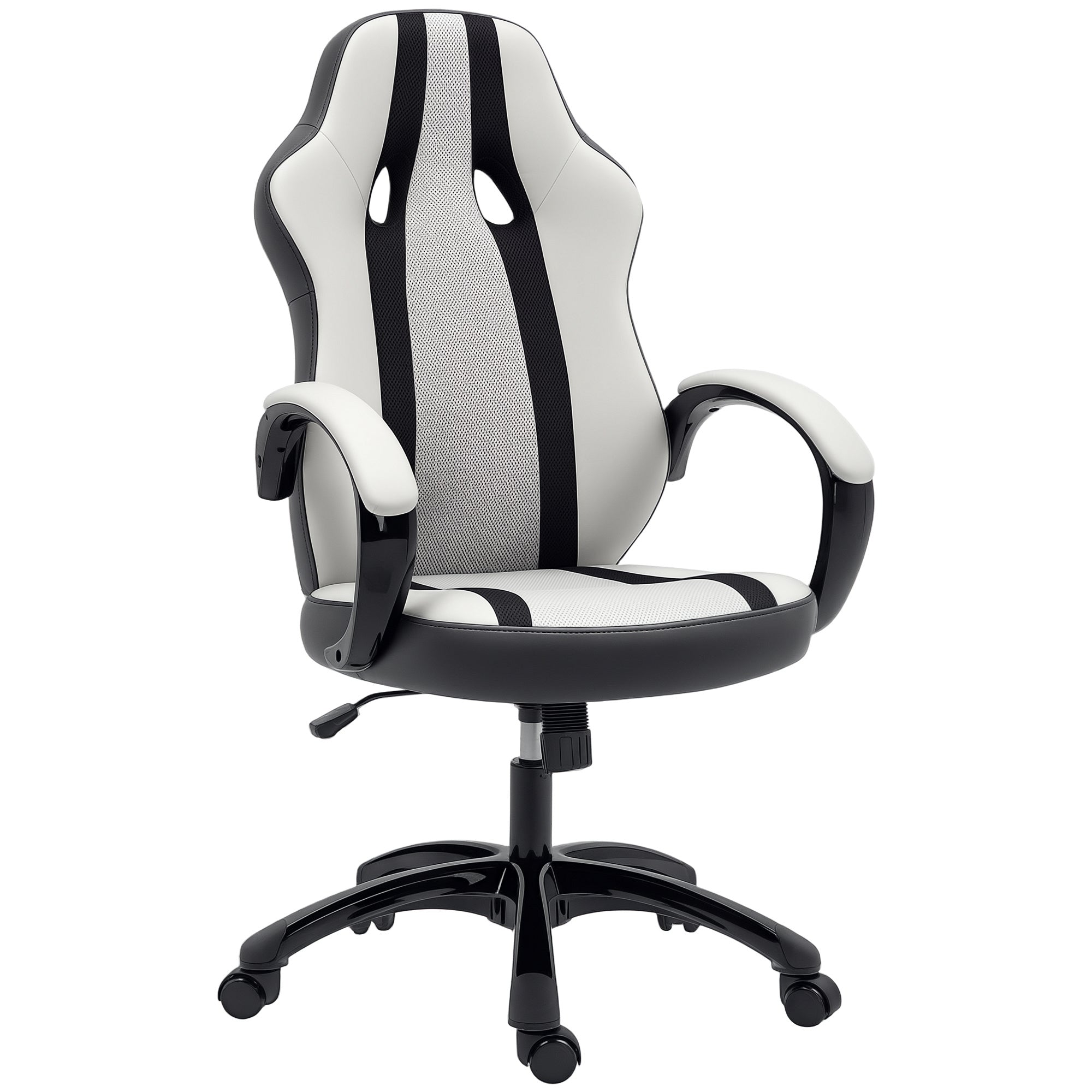 Cadeira Gamer em PU e Malha Transpirável 61x63x111-120,5 cm Cinzento Claro e Preto
