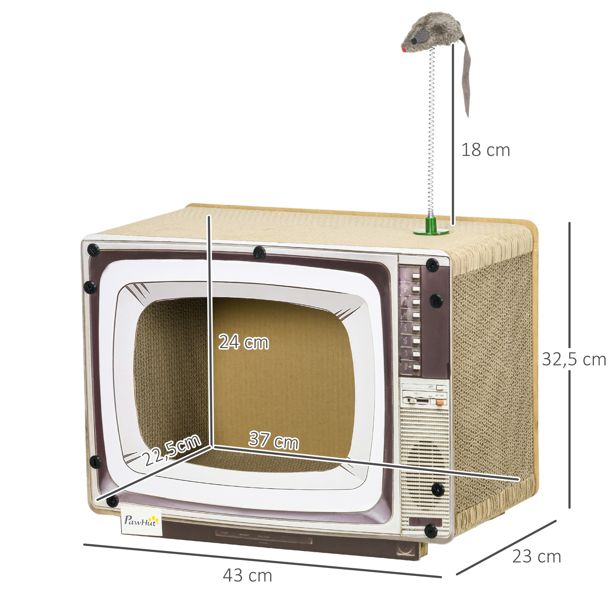 Arranhador para Gatos em Forma de Televisor 43x23x32,5 cm - Cor de Areia
