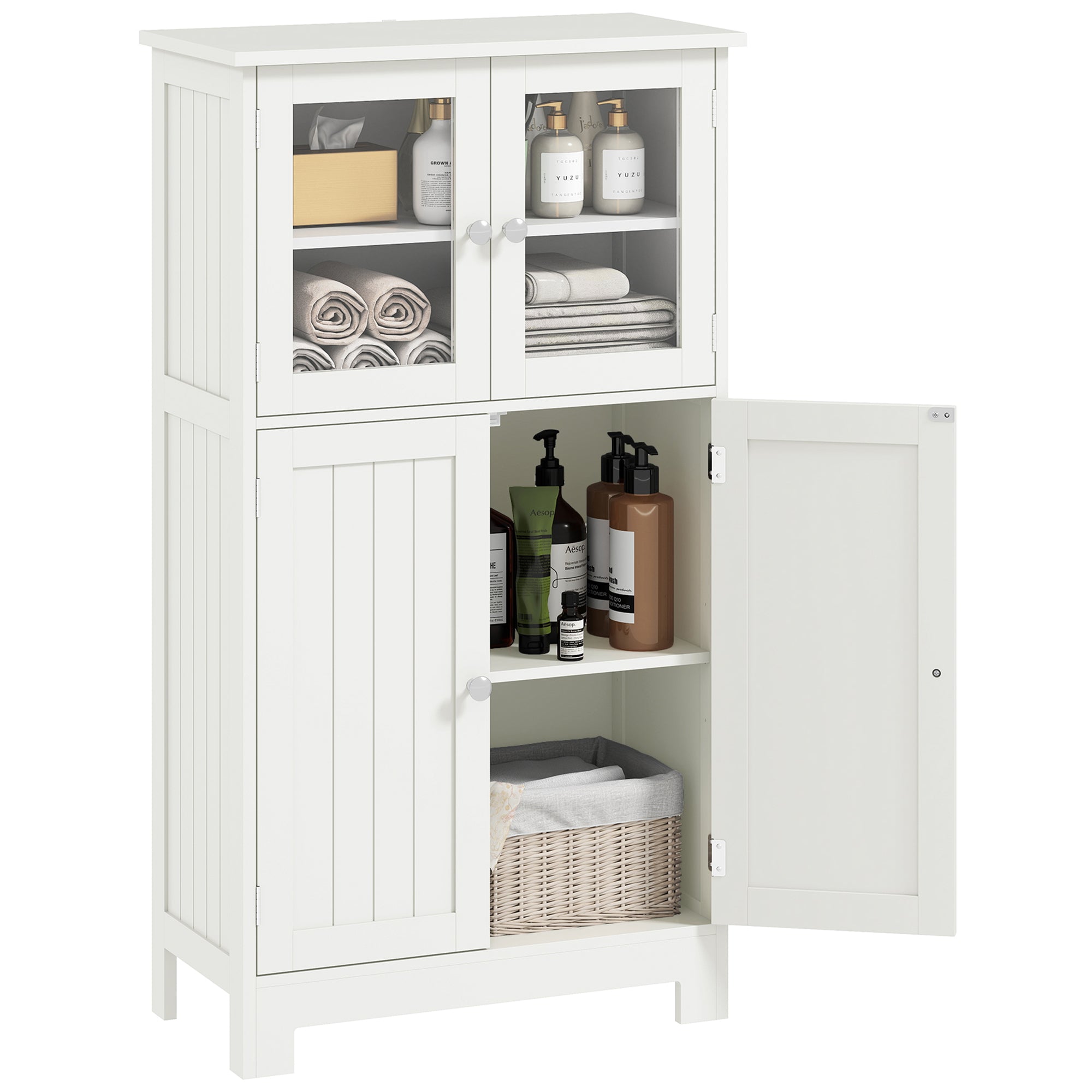 Armário Casa de Banho Móvel Auxiliar 60x30x108,5cm Branco