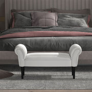 Banco Acolchoado Estofado Braços Curvados 102x31x51cm - Branco