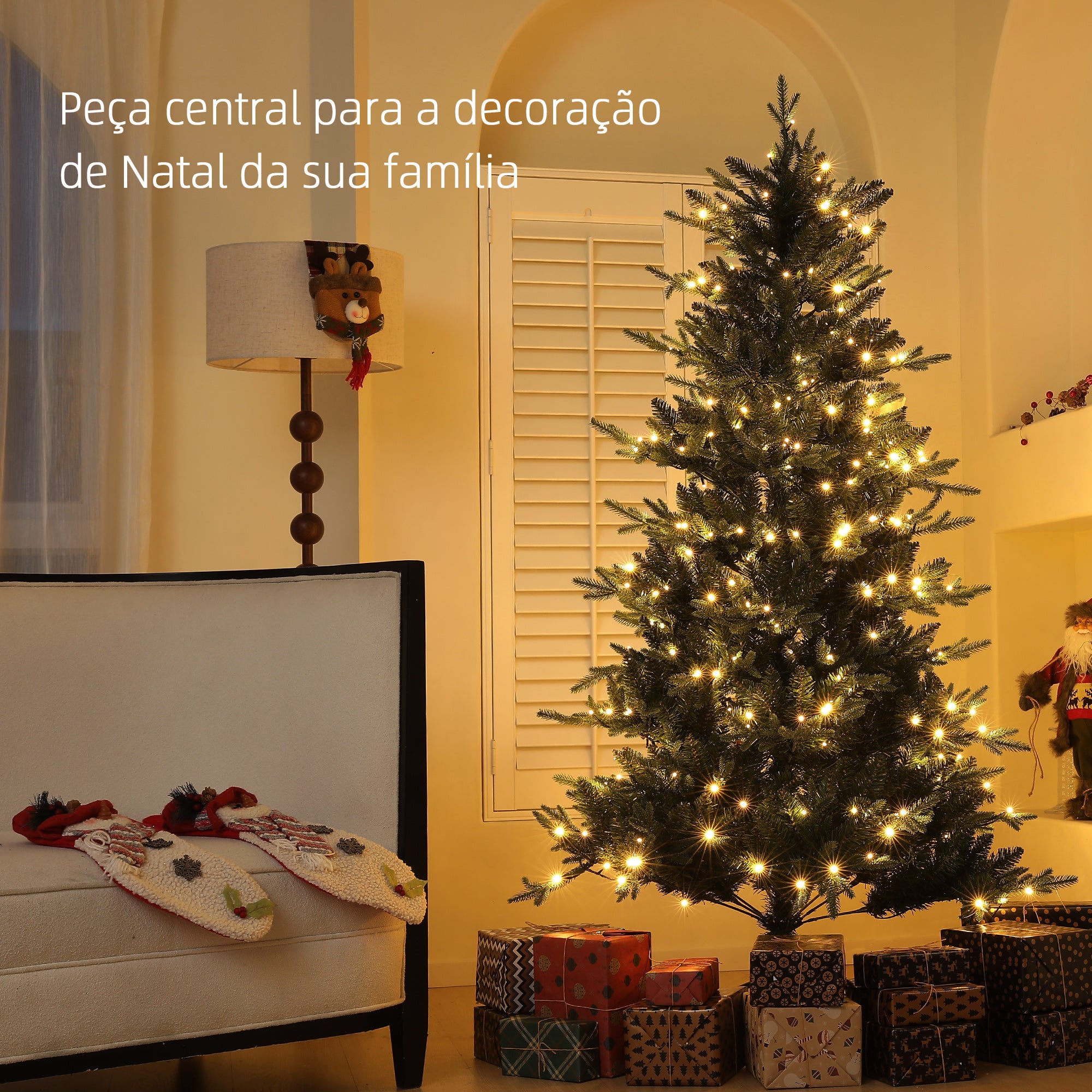 Árvore de Natal Artificial 180 cm Verde Ø114x180 cm com 350 Luzes LED