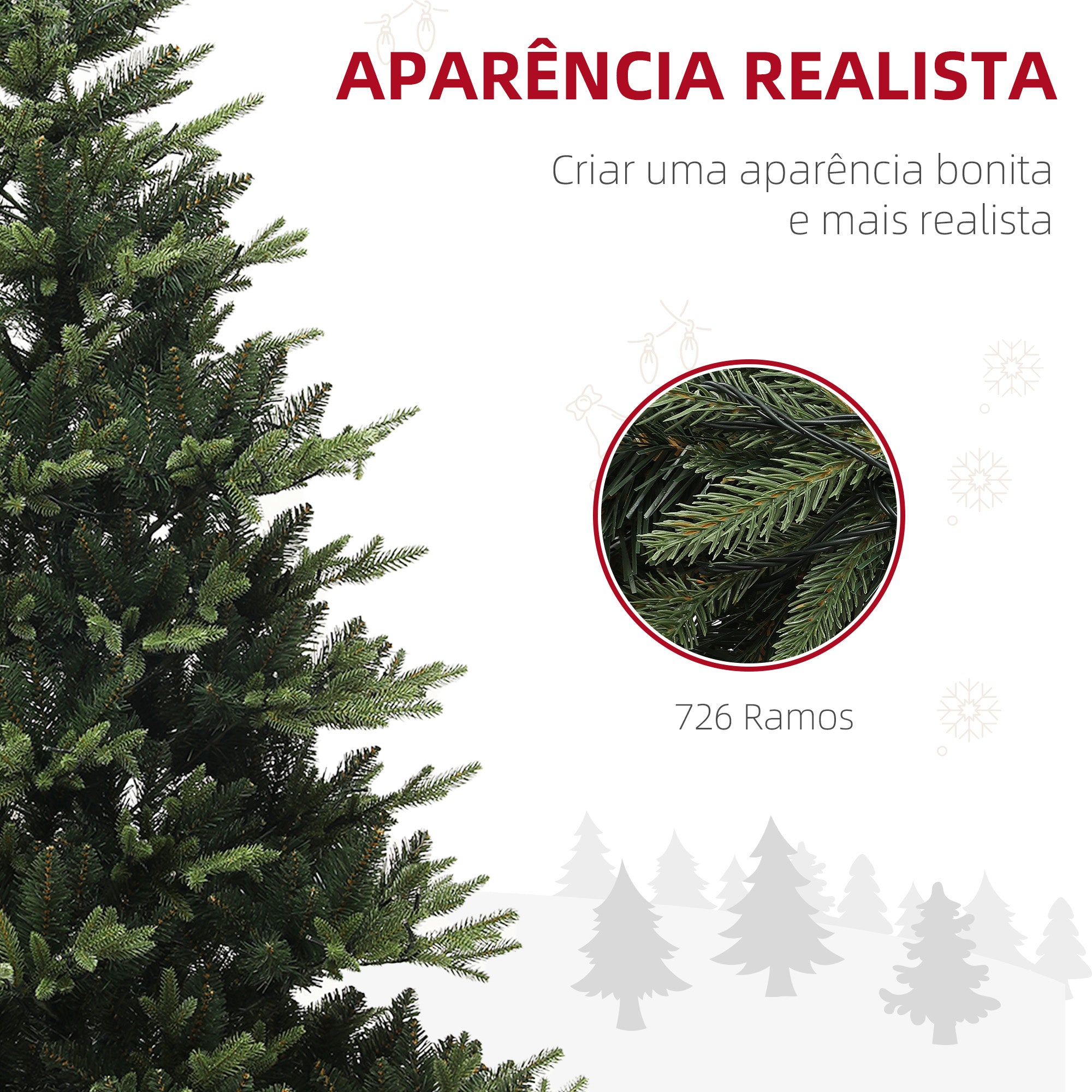 Árvore de Natal Artificial 180 cm Verde Ø114x180 cm com 350 Luzes LED