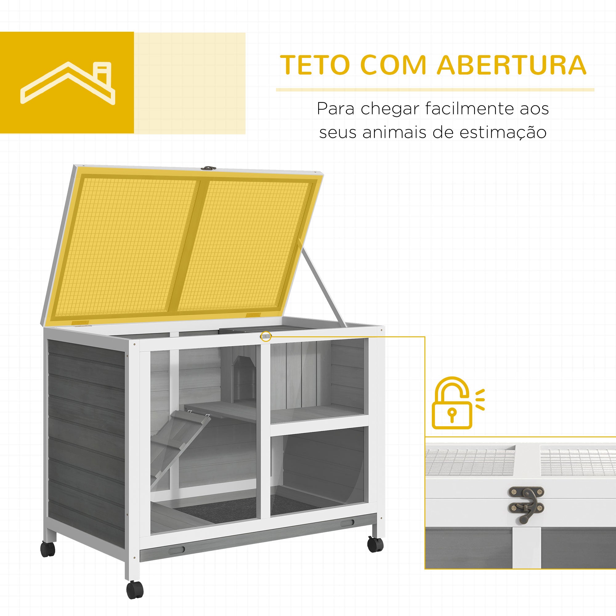 Coelheira de Madeira com Rodas – 91,5x53,5x73cm – Cinzento