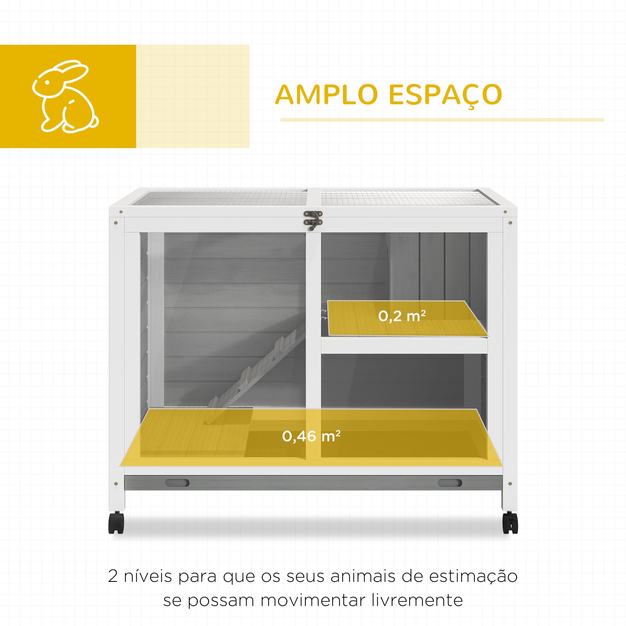 Coelheira de Madeira com Rodas – 91,5x53,5x73cm – Cinzento