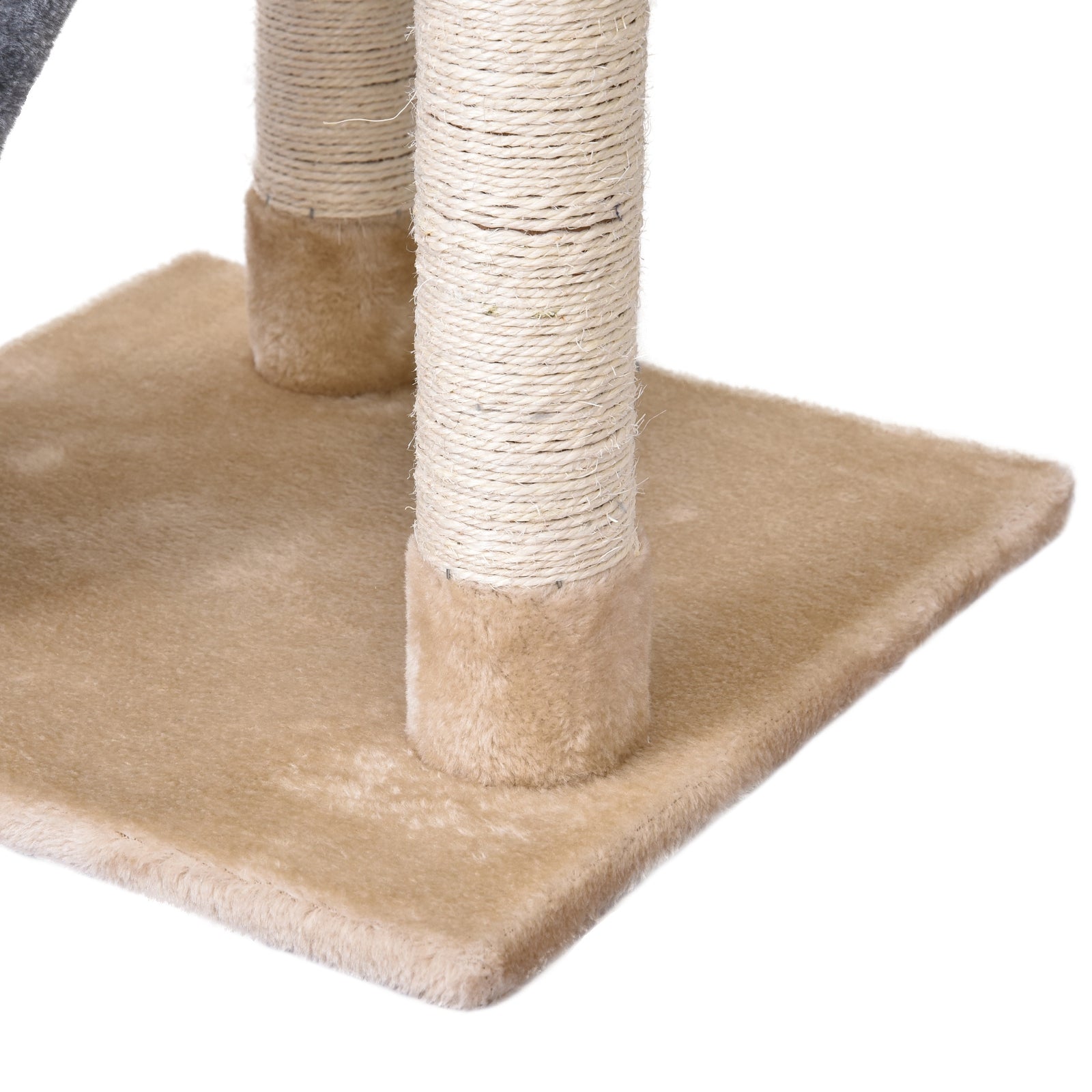 Arranhador para Gatos 40x40x98 cm Cinza e Bege - Postes de Arranhar em Corda de Sisal
