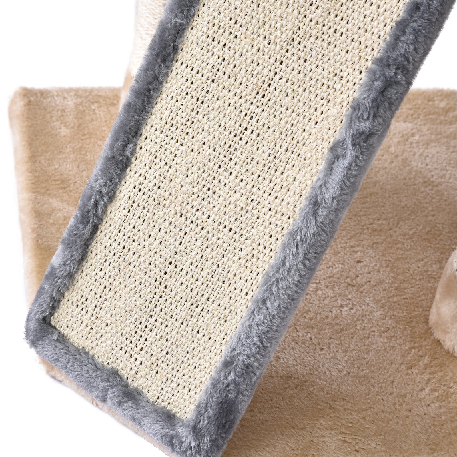 Arranhador para Gatos 40x40x98 cm Cinza e Bege - Postes de Arranhar em Corda de Sisal