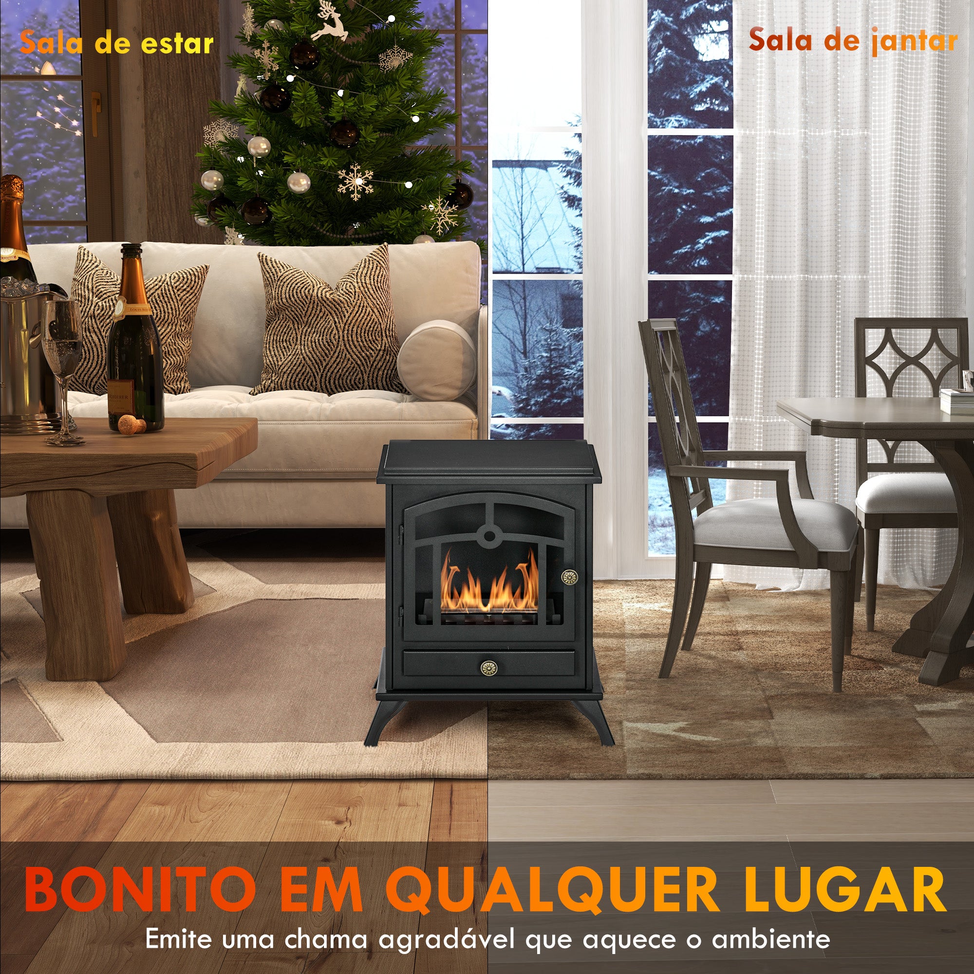 Lareira de Bioetanol Pé 45x28x54 cm Preto