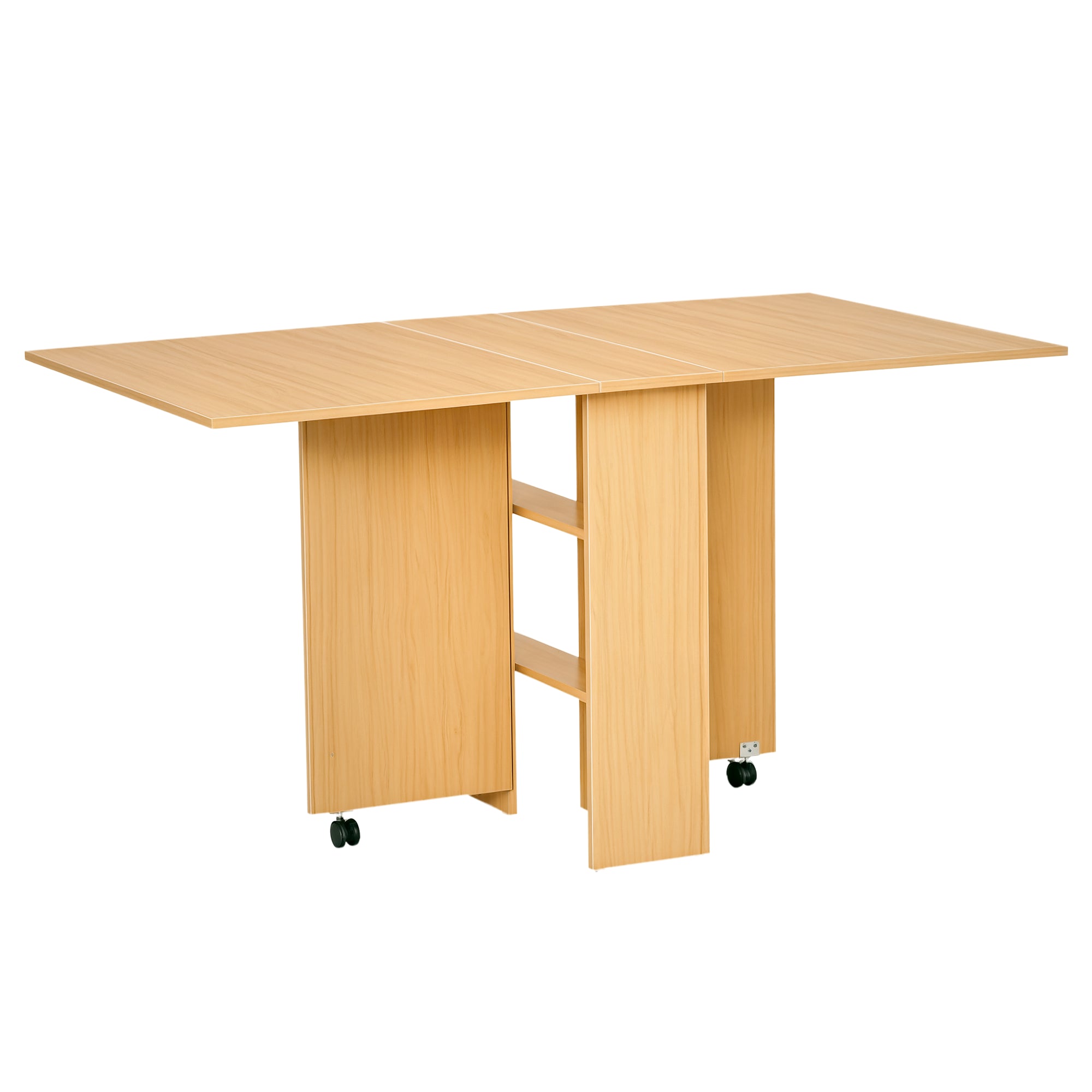 Mesa de Sala de Jantar Dobrável com Rodas 140x80x74cm Cor de Madeira Natural