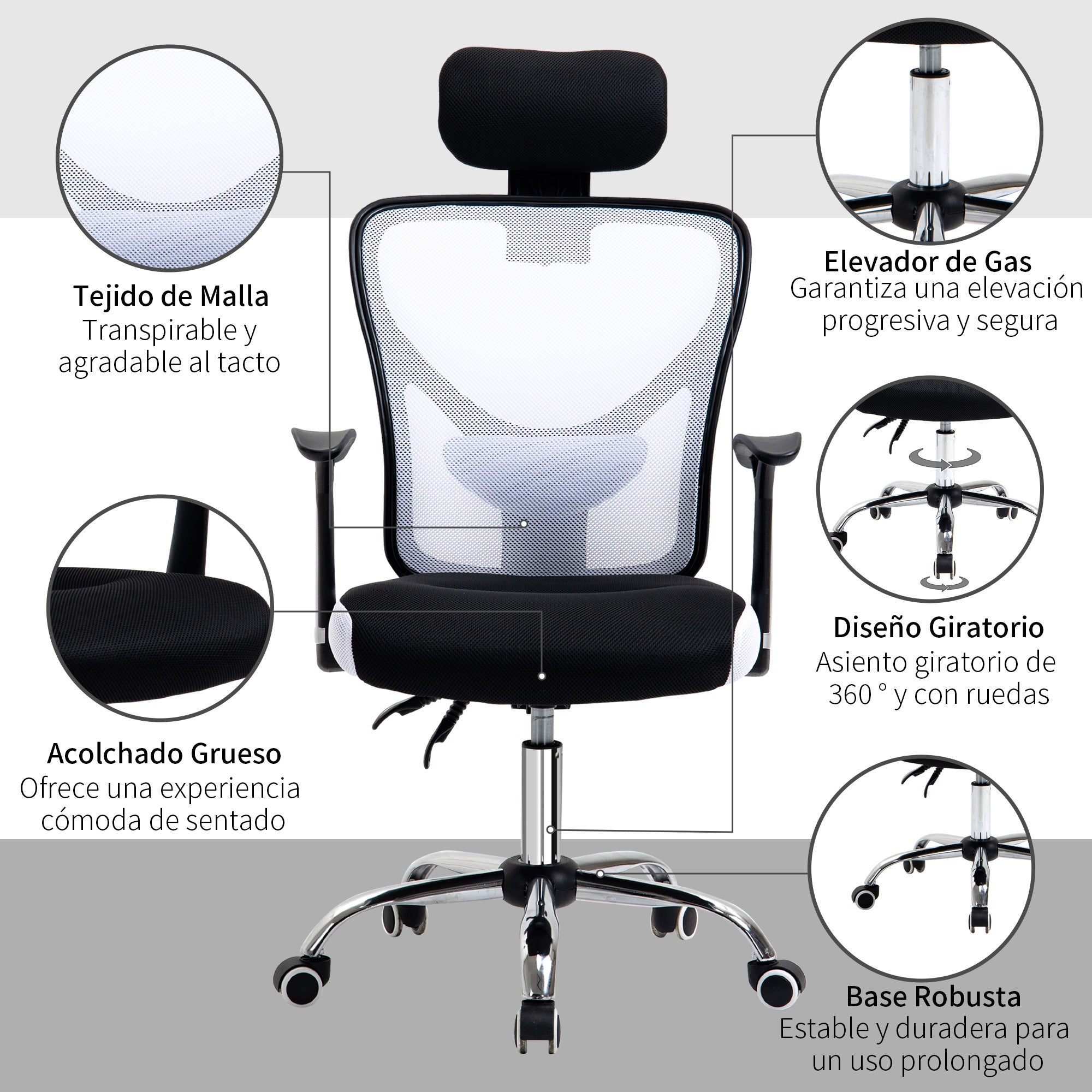 Cadeira de Escritório Ergonômica Branca 65x67x118 cm