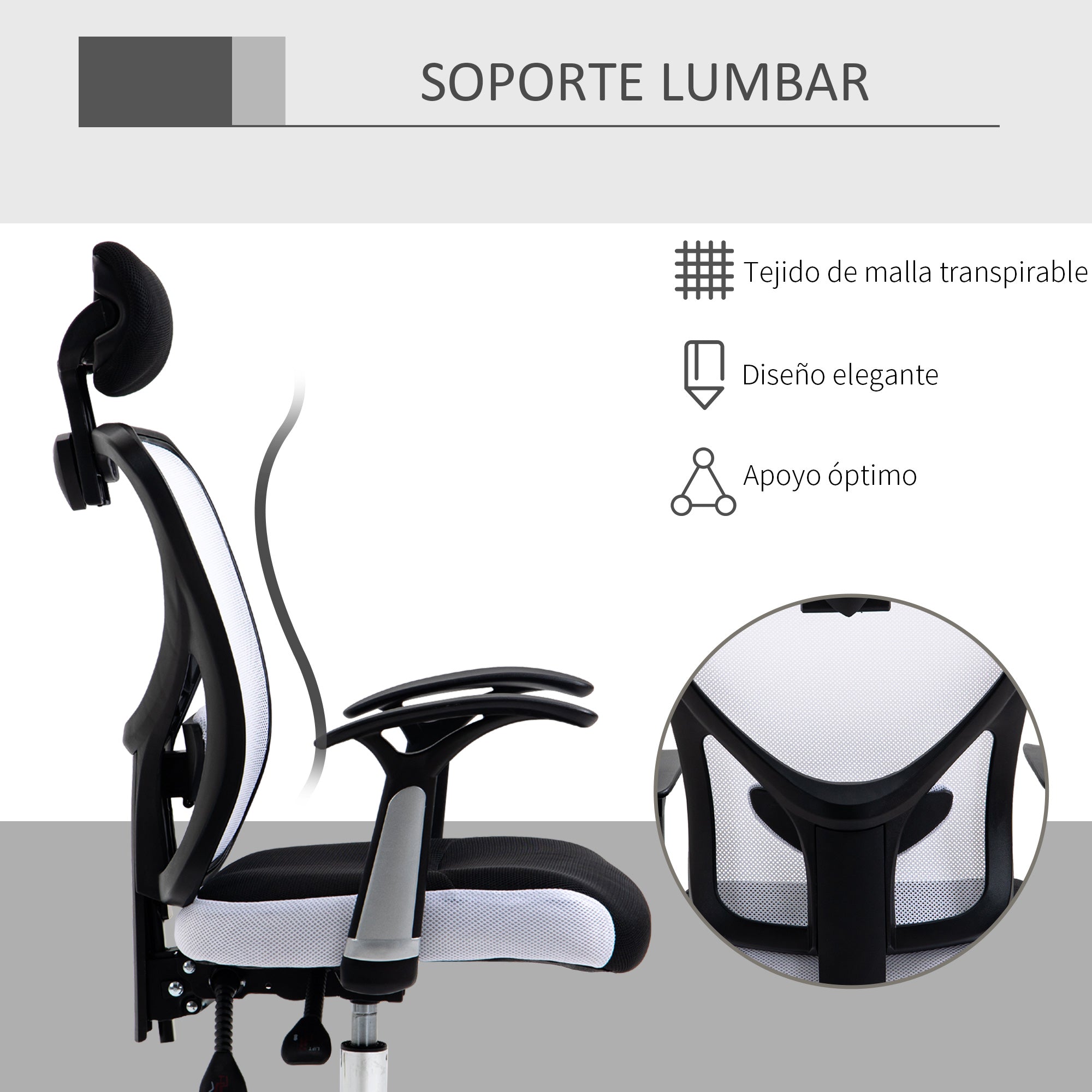 Cadeira de Escritório Ergonômica Branca 65x67x118 cm