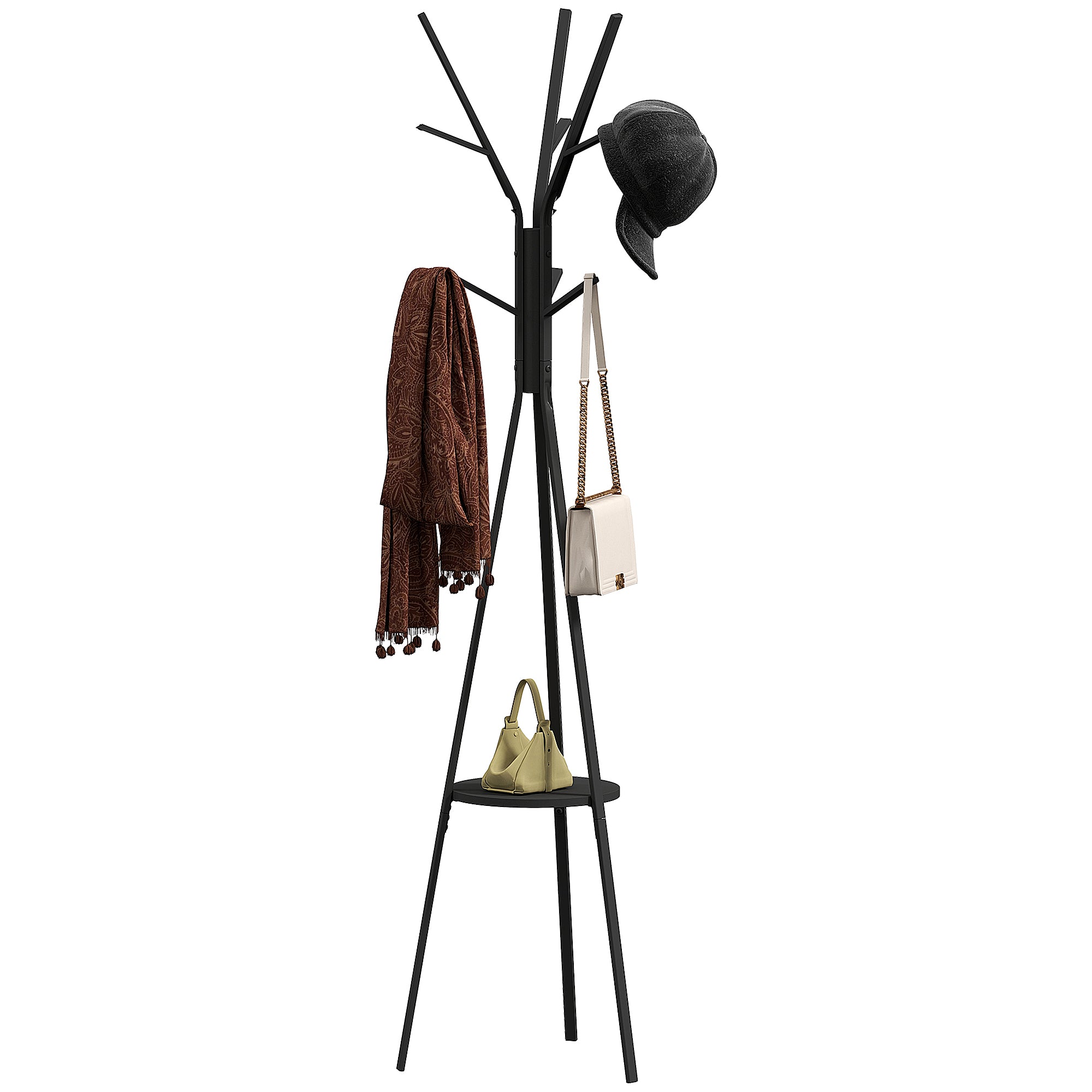 Cabide de Pé Moderno 45x45x180 cm - Preto