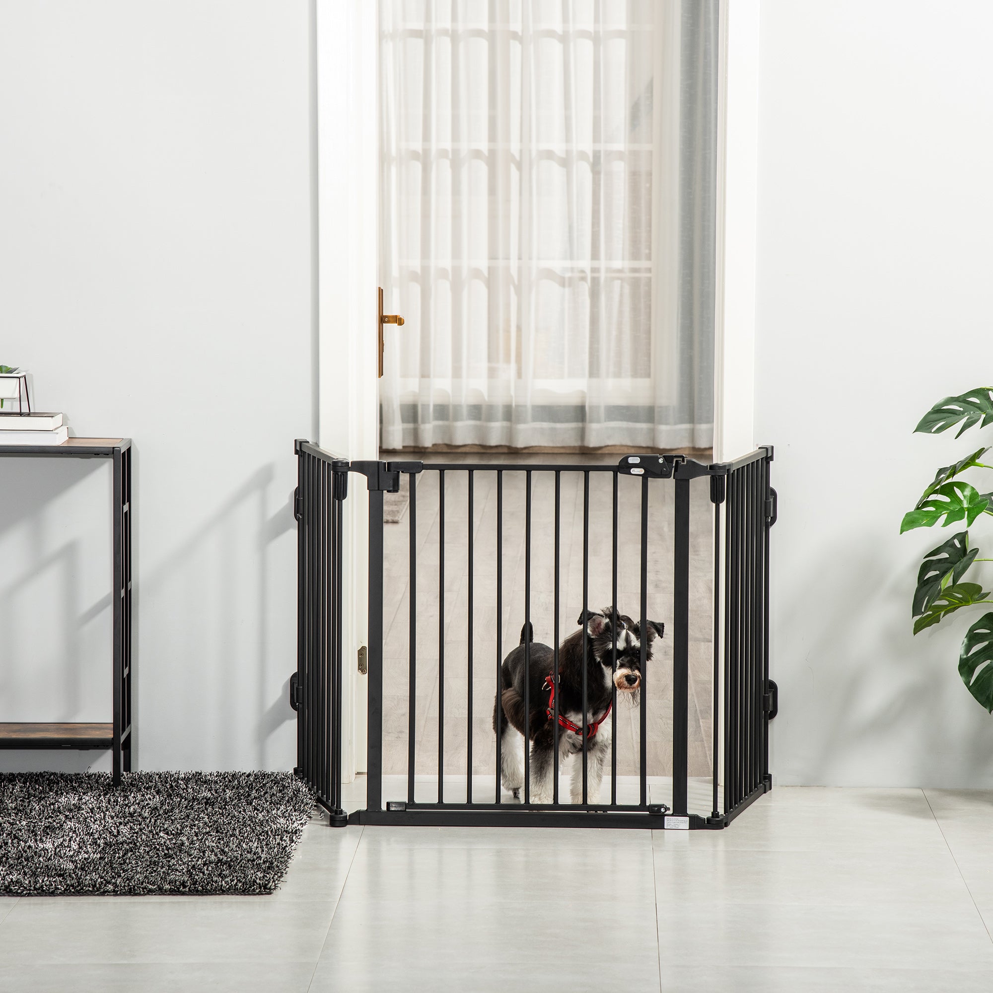 Barreira de Segurança para Cães 202,5x2x76 cm Preto