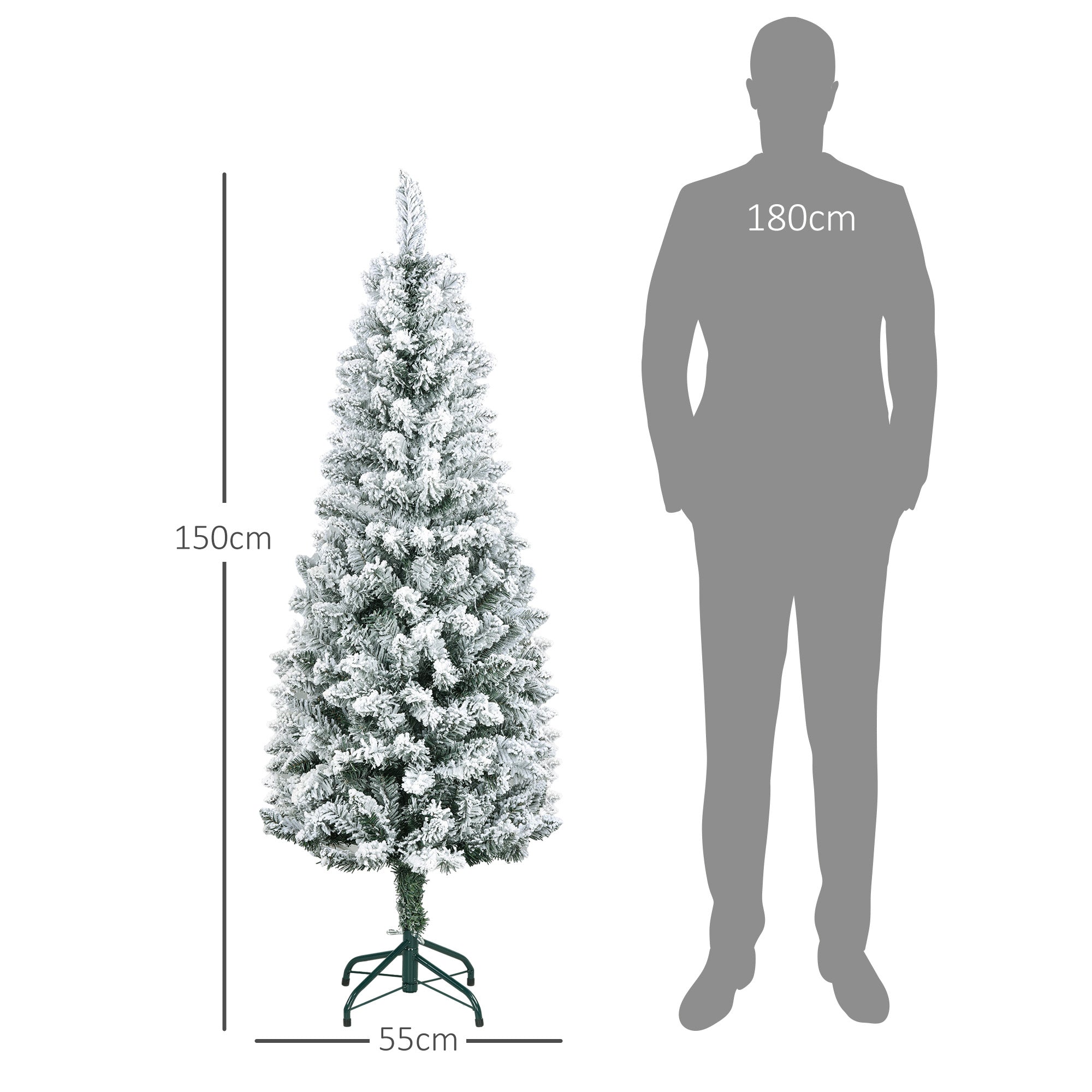 Árvore de Natal Artificial 150 cm Verde Coberta de Neve