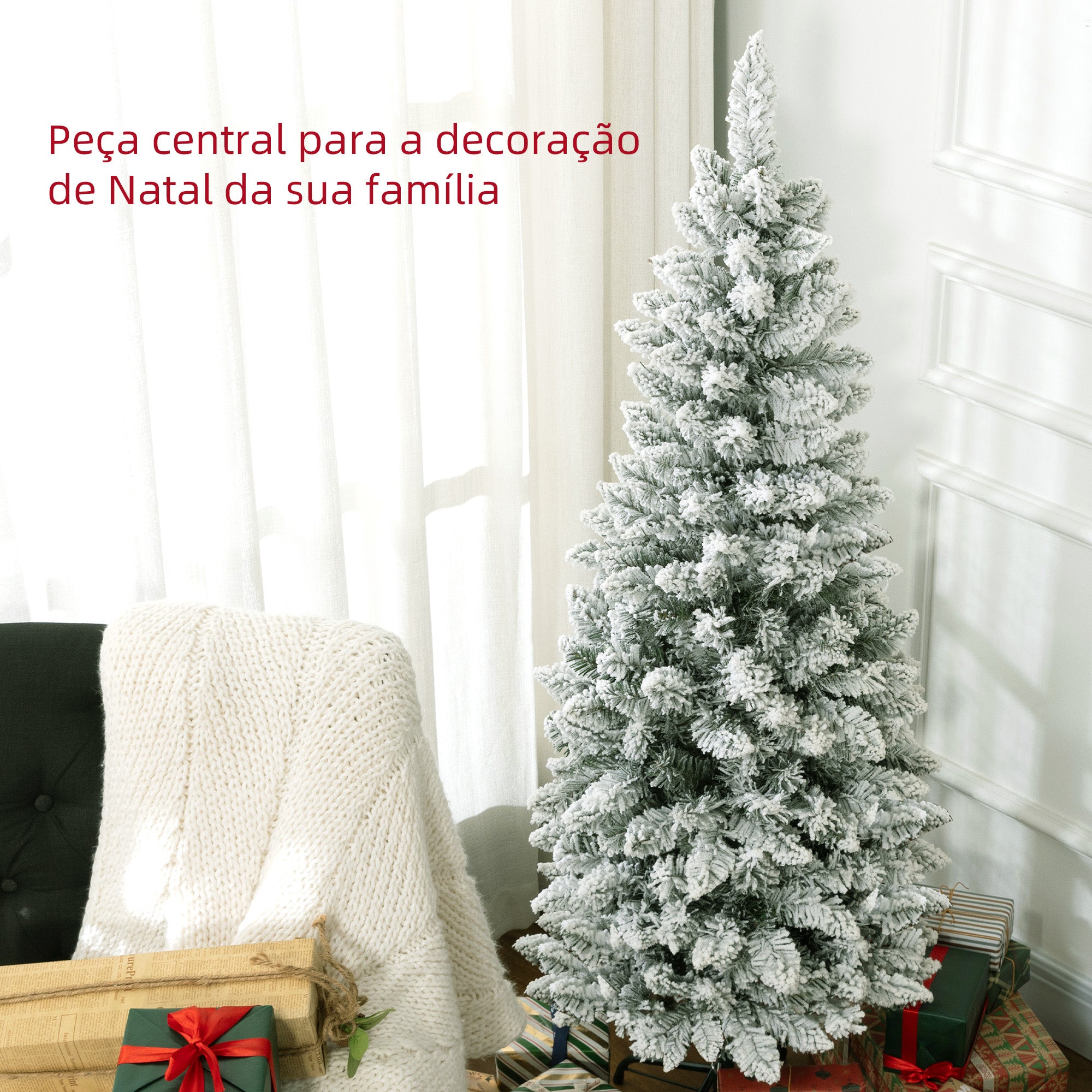 Árvore de Natal Artificial 150 cm Verde Coberta de Neve