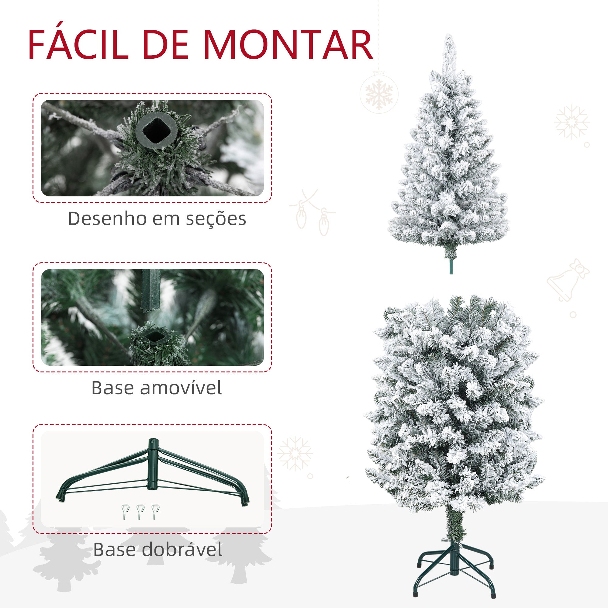 Árvore de Natal Artificial 150 cm Verde Coberta de Neve
