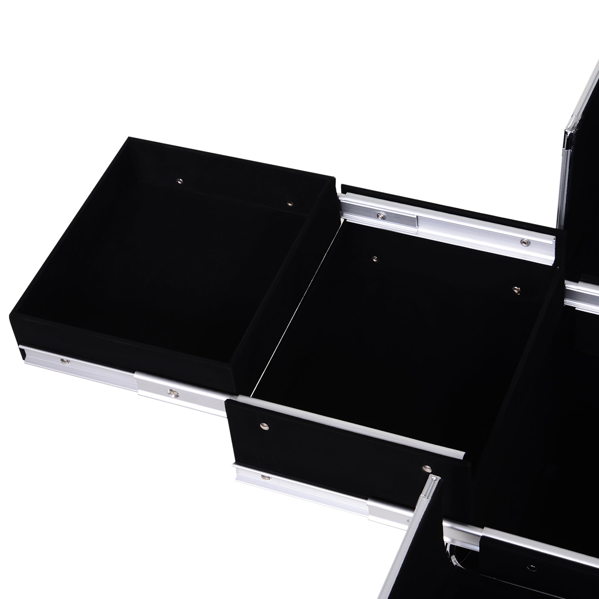 Mala de Maquilhagem Profissional com Gaveta – 34x25x62 cm – Preto – Alumínio e Aço