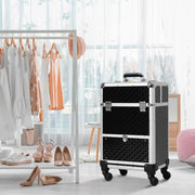 Mala de Maquilhagem Profissional com Gaveta – 34x25x62 cm – Preto – Alumínio e Aço