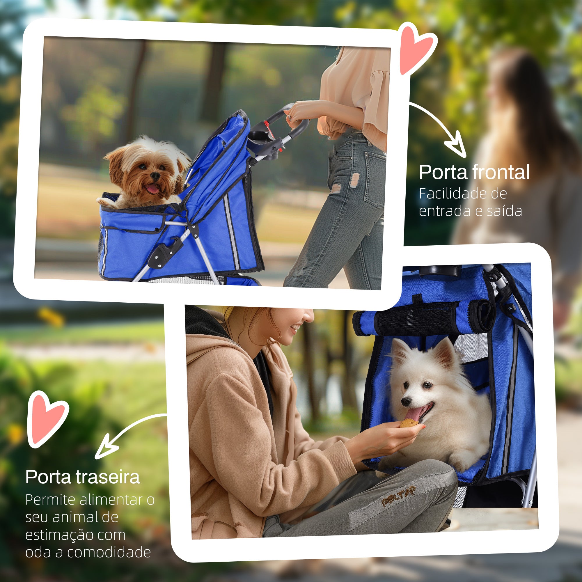 Carrinho para Animais de Estimação Dobrável 75x45x97cm Azul