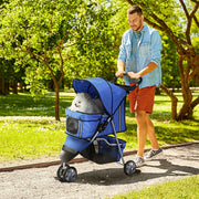 Carrinho para Animais de Estimação Dobrável 75x45x97cm Azul