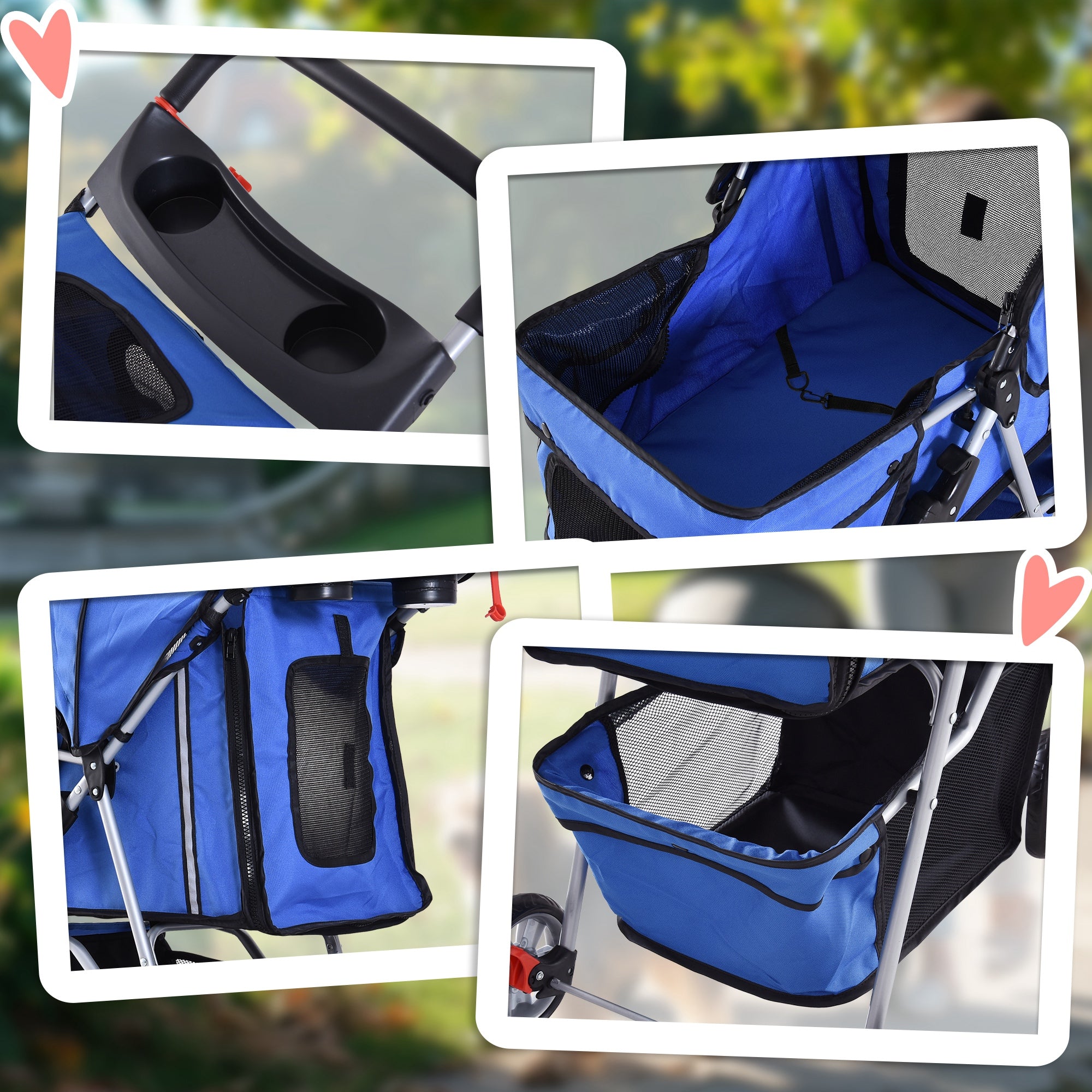 Carrinho para Animais de Estimação Dobrável 75x45x97cm Azul