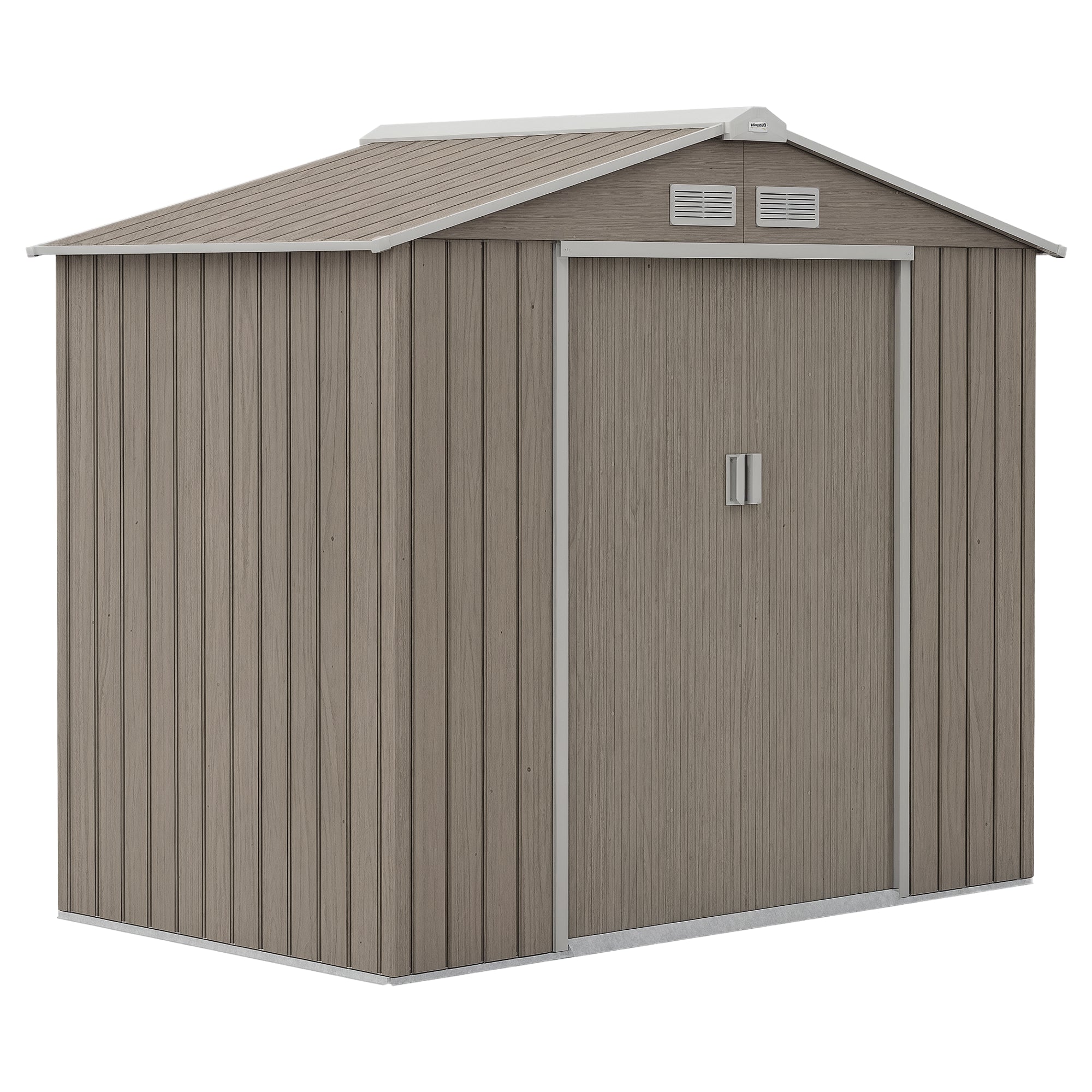 Abrigo de Jardim Metálico 213x130x185 cm - Efeito Madeira