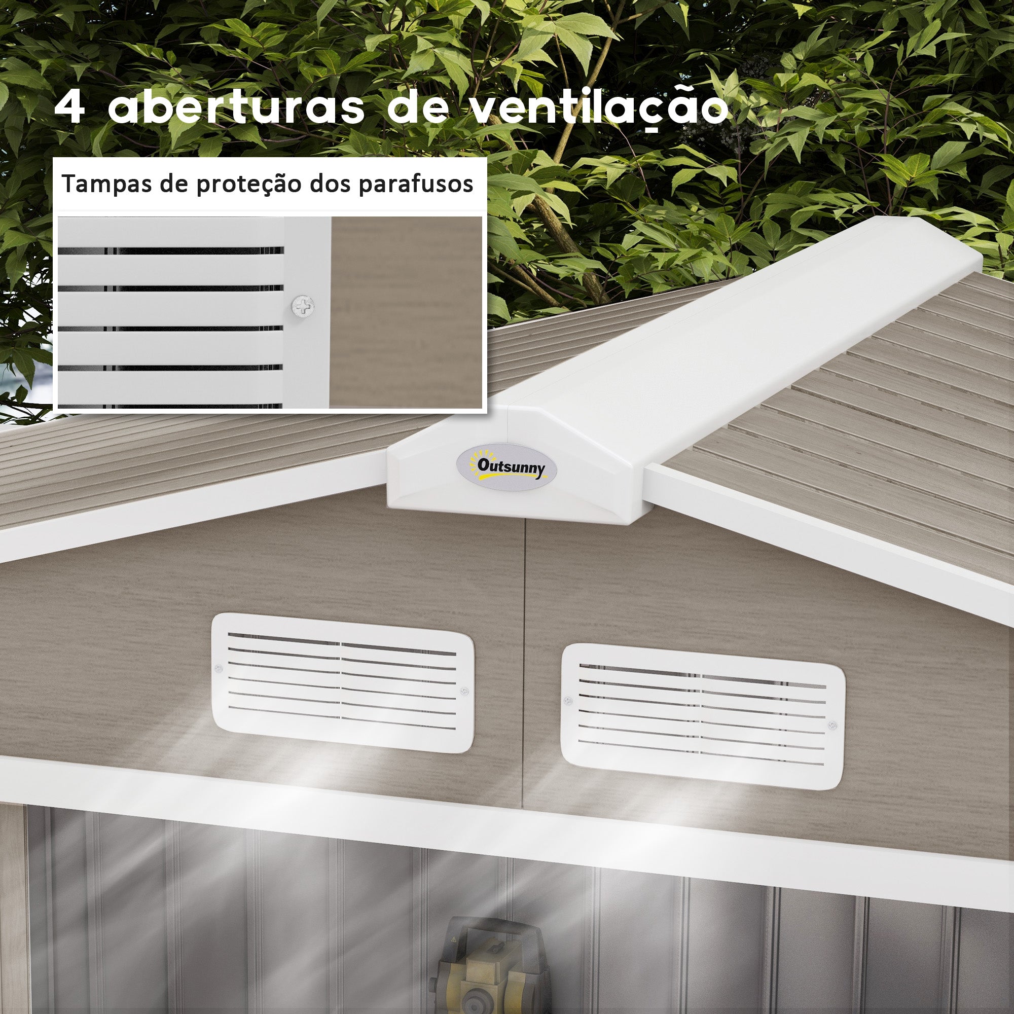 Abrigo de Jardim Metálico 213x130x185 cm - Efeito Madeira