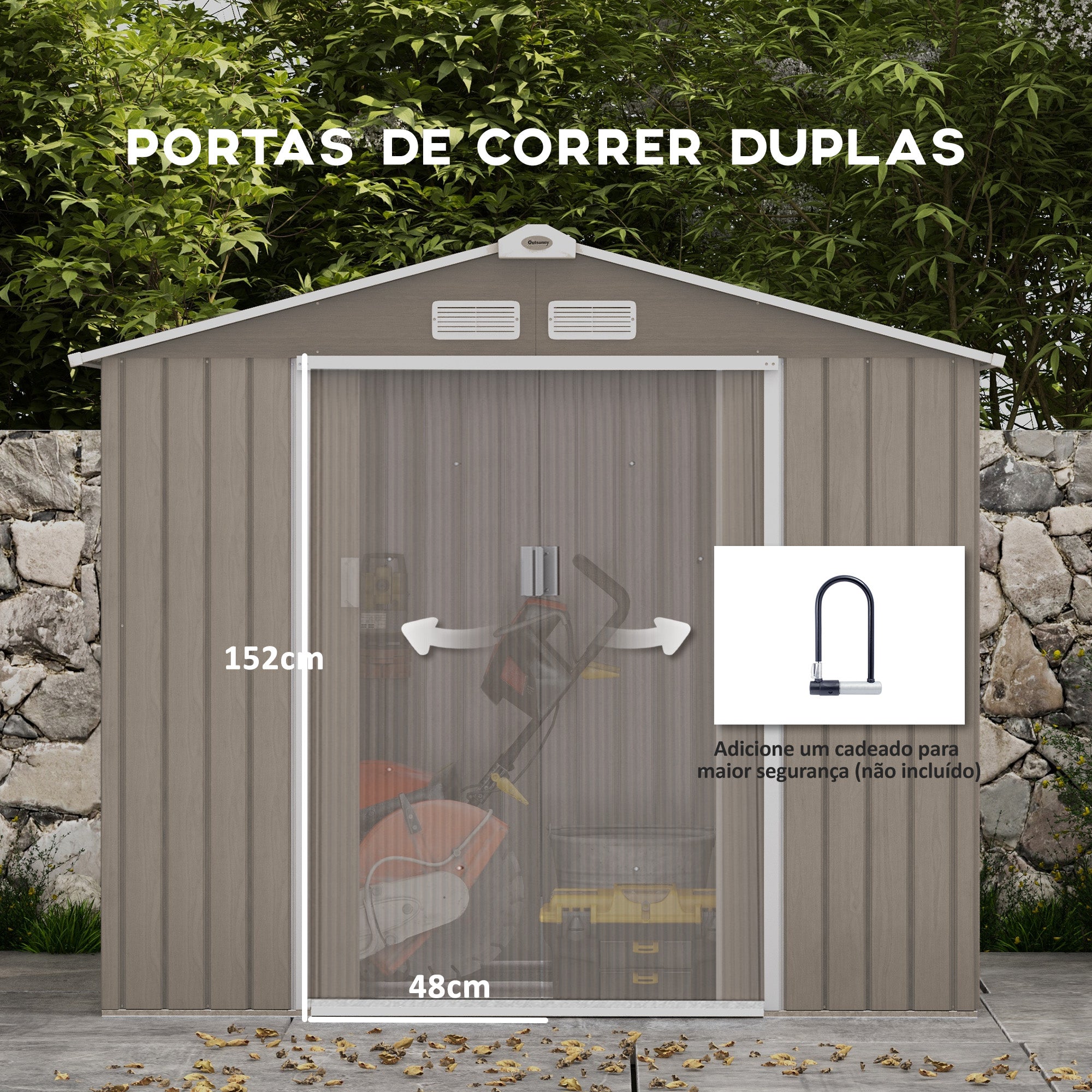 Abrigo de Jardim Metálico 213x130x185 cm - Efeito Madeira