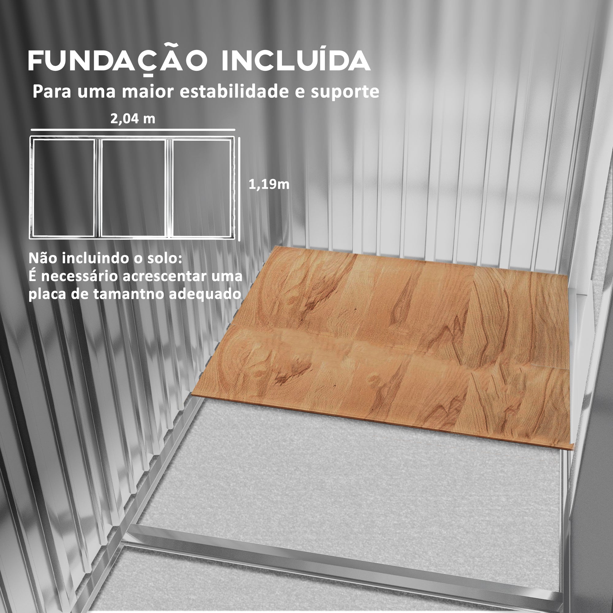 Abrigo de Jardim Metálico 213x130x185 cm - Efeito Madeira