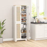 Armário de Cozinha Alto com Prateleiras Ajustáveis – 60x30x170 cm – Branco – Melamina de madeira e vime
